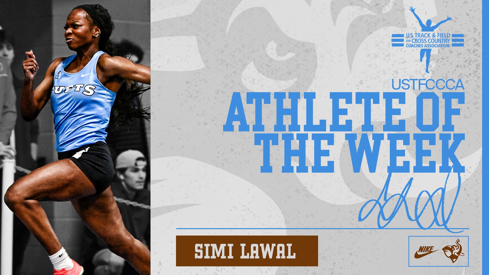 This is the graphic for Simi Lawal's USTFCCCA National Athlete of the Week honor.