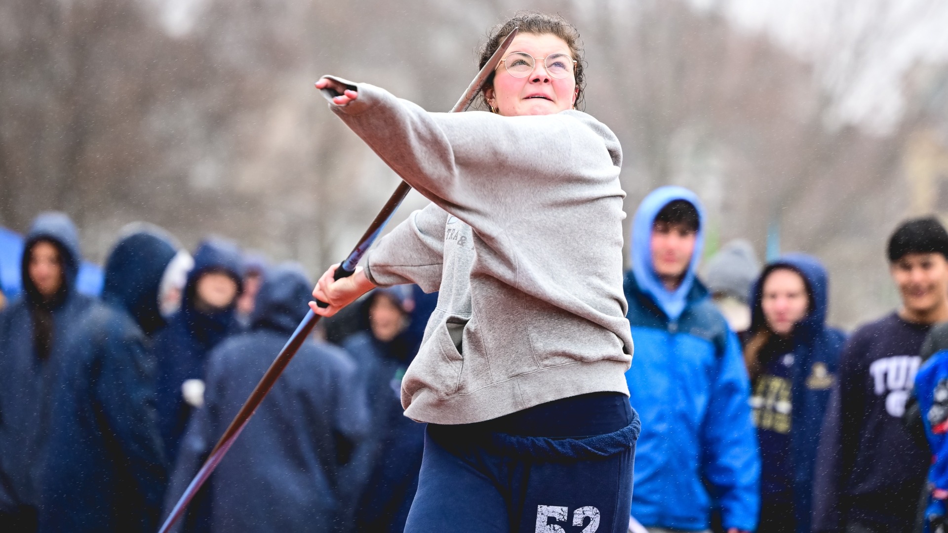 Harper Danforth competes in the javelin throw at Ellis Oval.