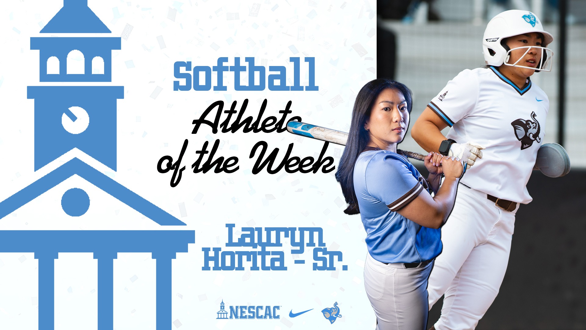 This is the graphic for Lauryn Horita being named NESCAC Softball Player of the Week.