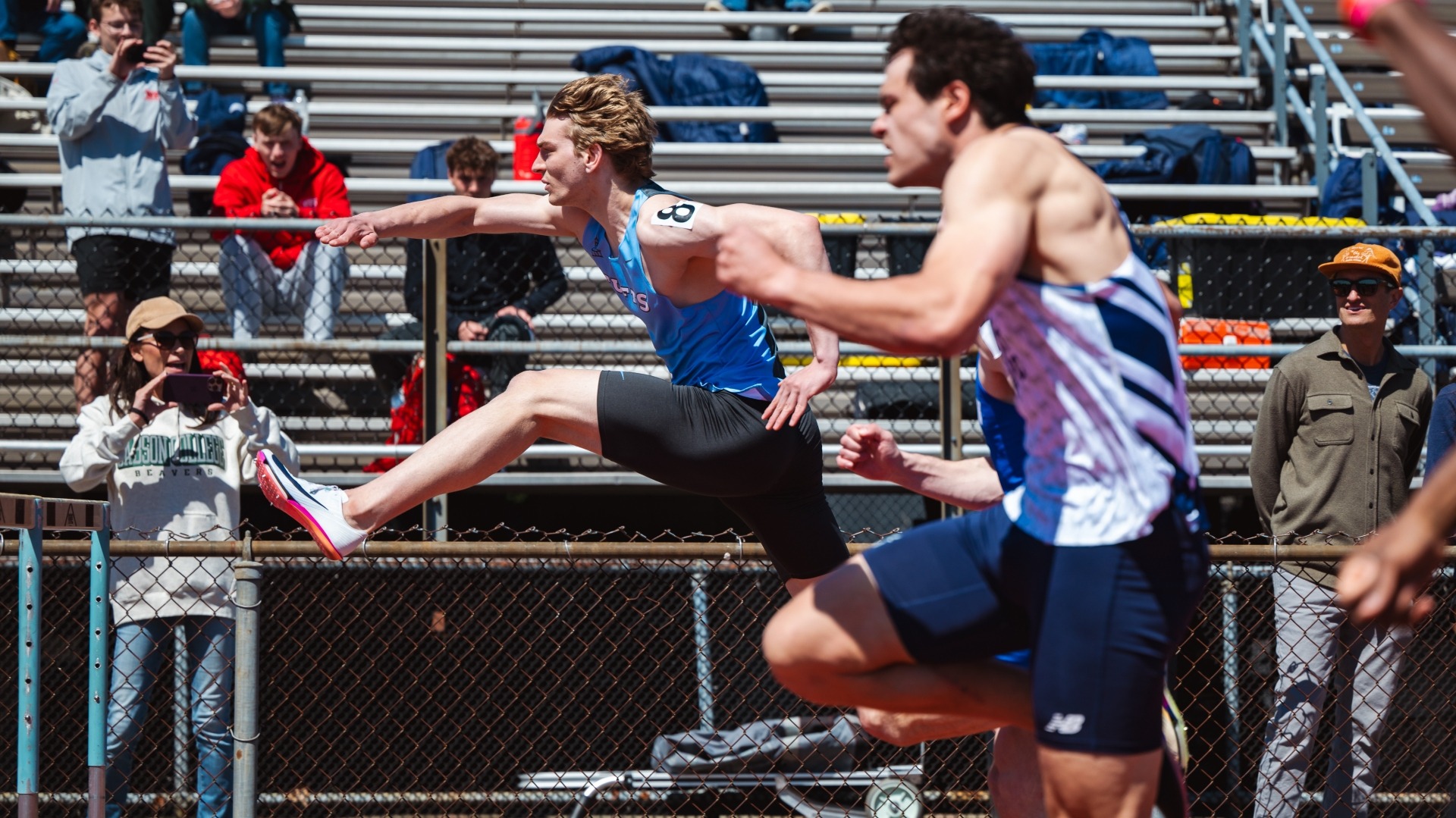 Josh Wilkie competes at Tufts' Ellis Oval / Dussault Track on April 11.