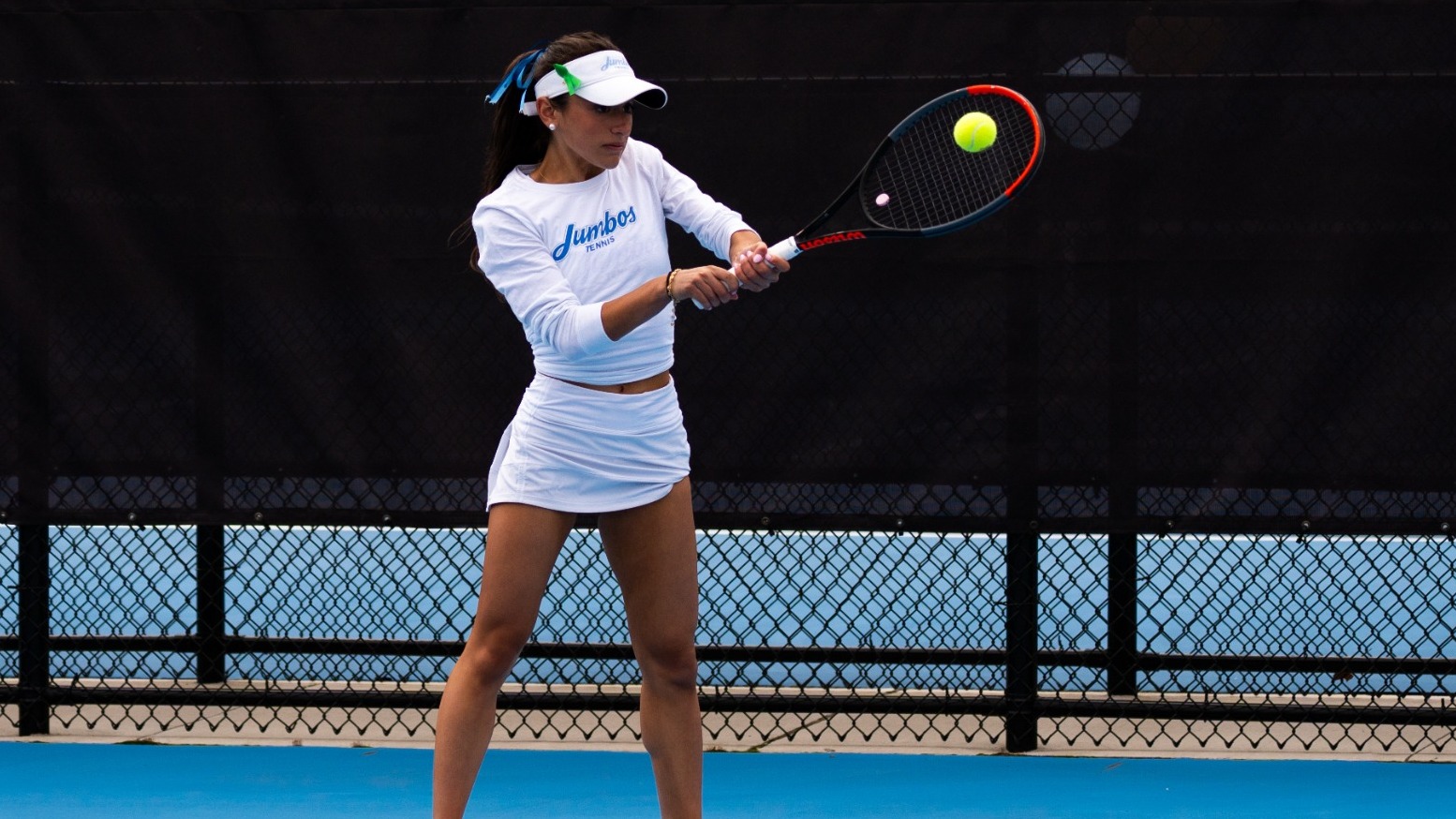 Nikki Kintiroglou Hits Shot Against Colby College Saturday, April 18.
