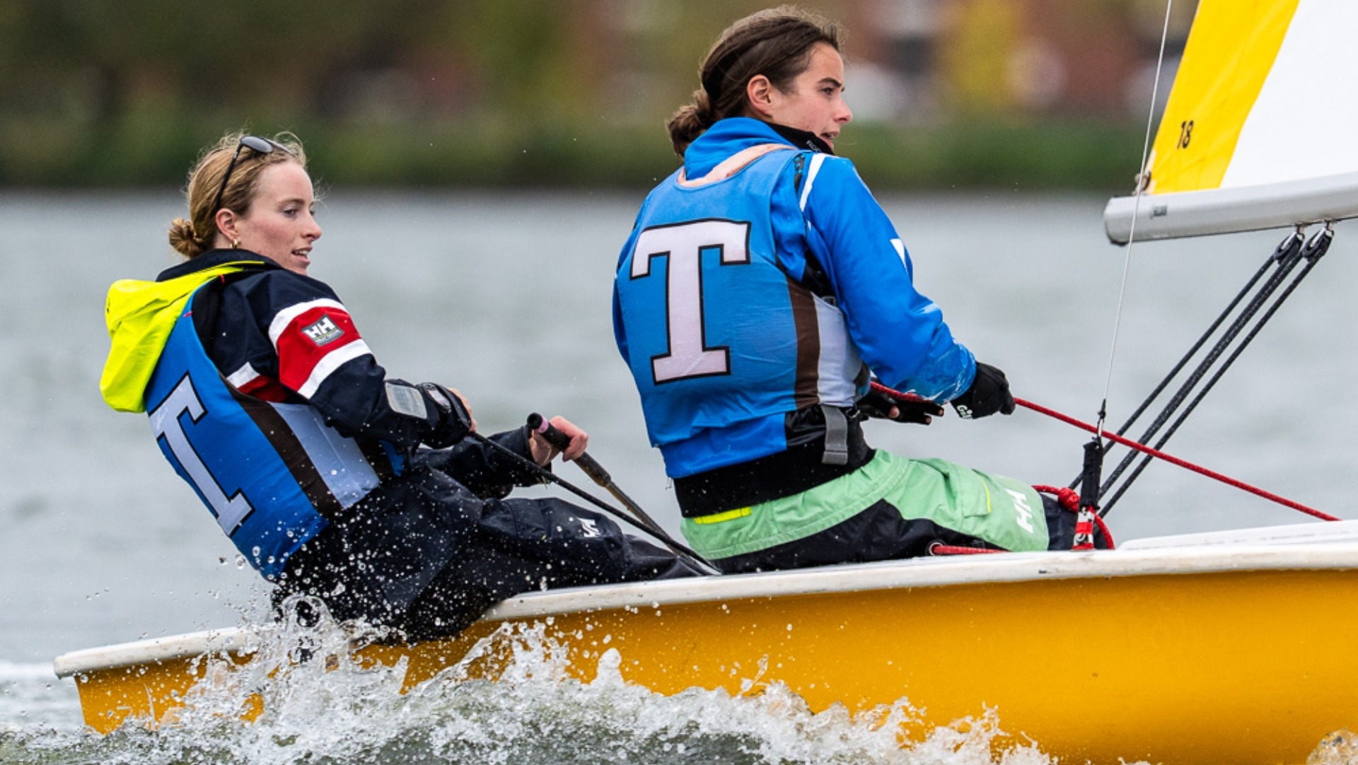 Skipper Maddie Janzen and crew Lilly Ladd compete for the Jumbos recently.