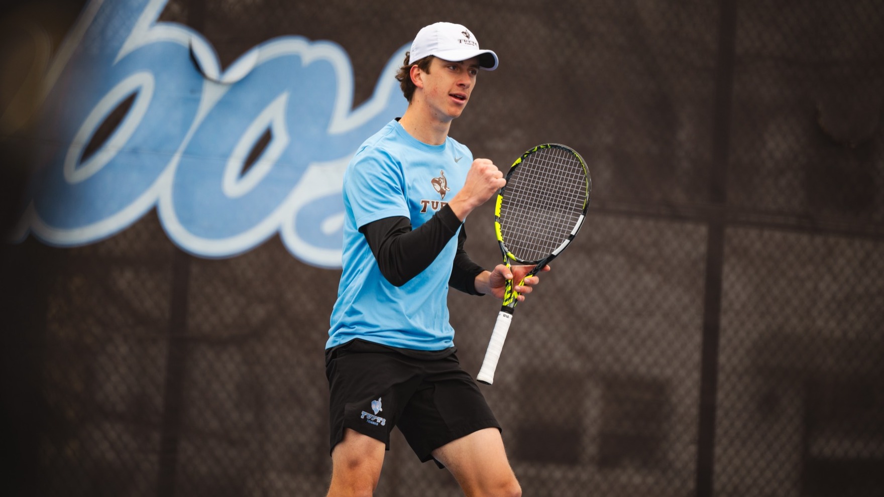 Sacha Maes Celebrates Point Agianst Bowdoin College April 4, 2026.