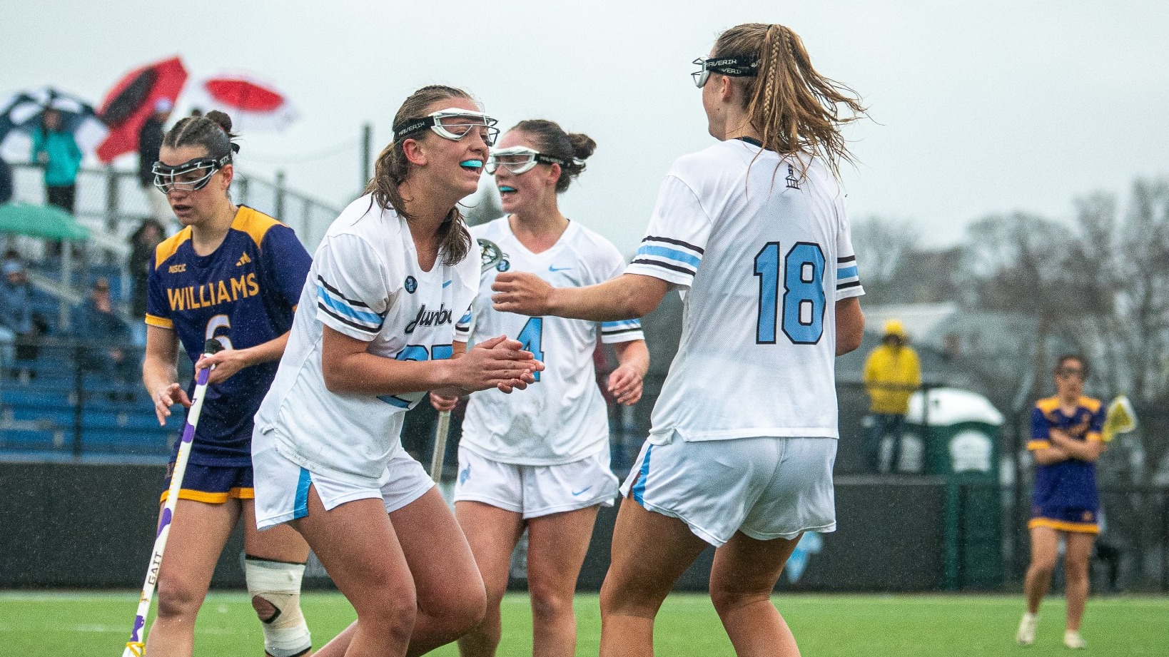 Schuyler Lloyd and Eleanor Helm Celebrate Goal Against Williams College.