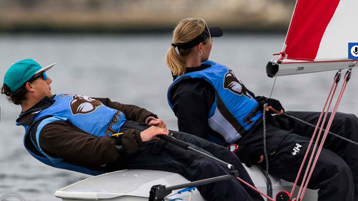 Ben Mueller and Kate Castleberry compete at the New England Team Race Championship.