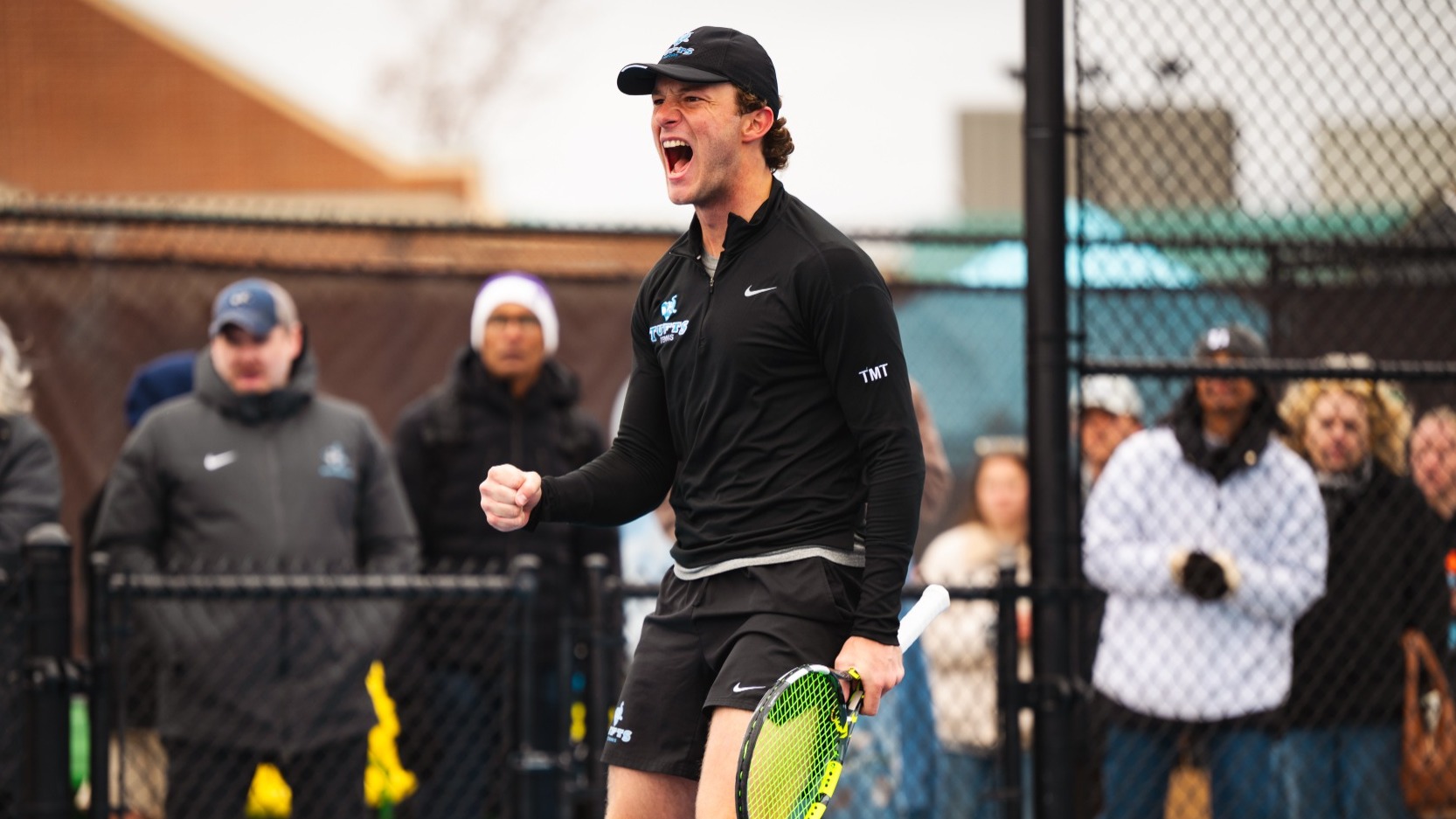 Javier Gonzalez Cheers Point Against Bowdoin College April 4, 2026
