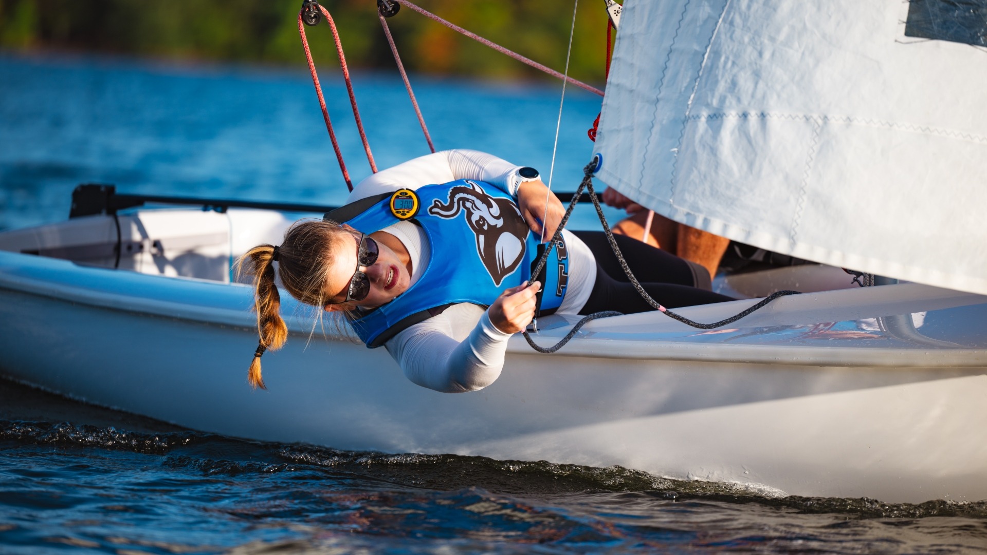 Ella Hecker crews during a Jumbo sailing practice in fall 2025.