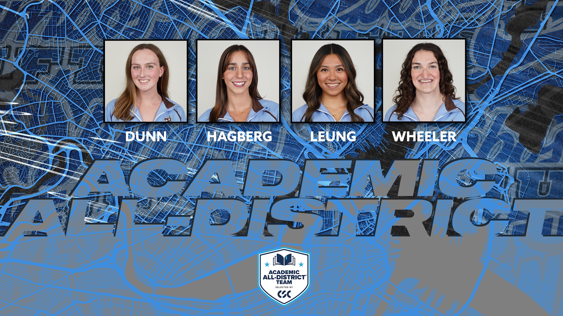 Graphic for Tufts women's swimming & diving Academic All-District release.