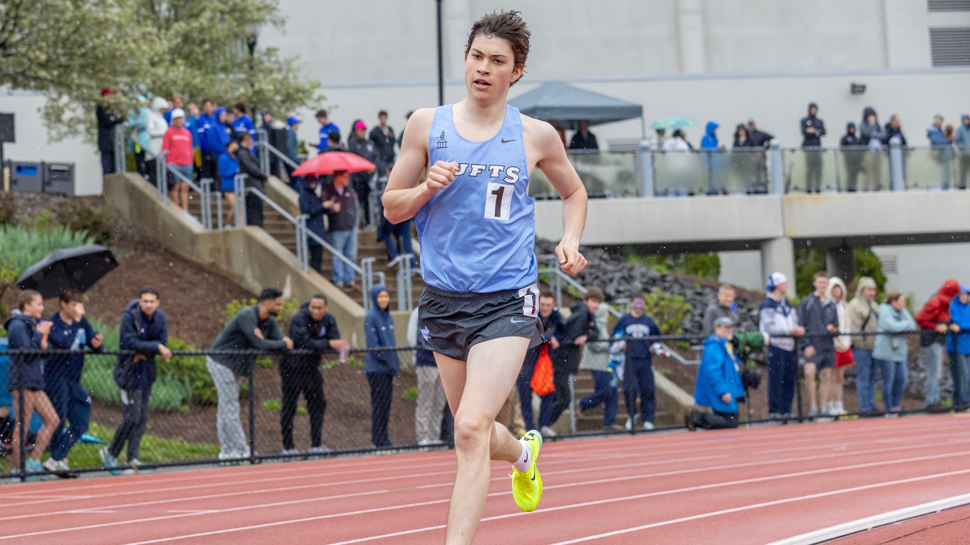 Cullen McCaleb runs in a distance event for the Jumbos during the 2024-25 season.