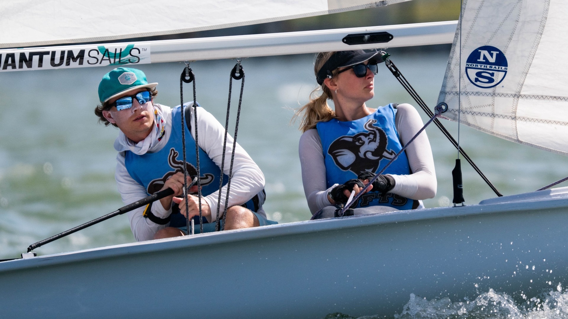 Ben Mueller and Kate Castleberry compete at the ICSA Fleet Race Nationals.