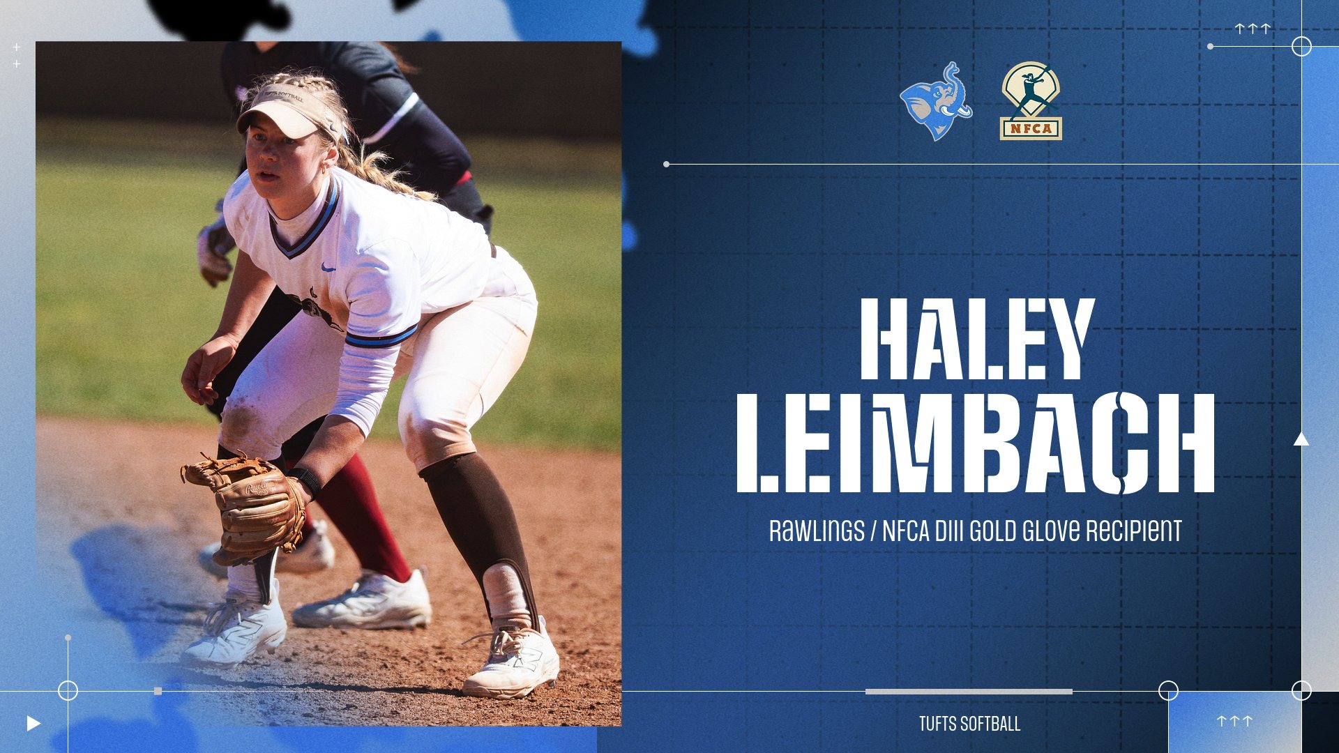 This is the graphic for Haley Leimbach winning the Rawlings Gold Glove Award at first base.