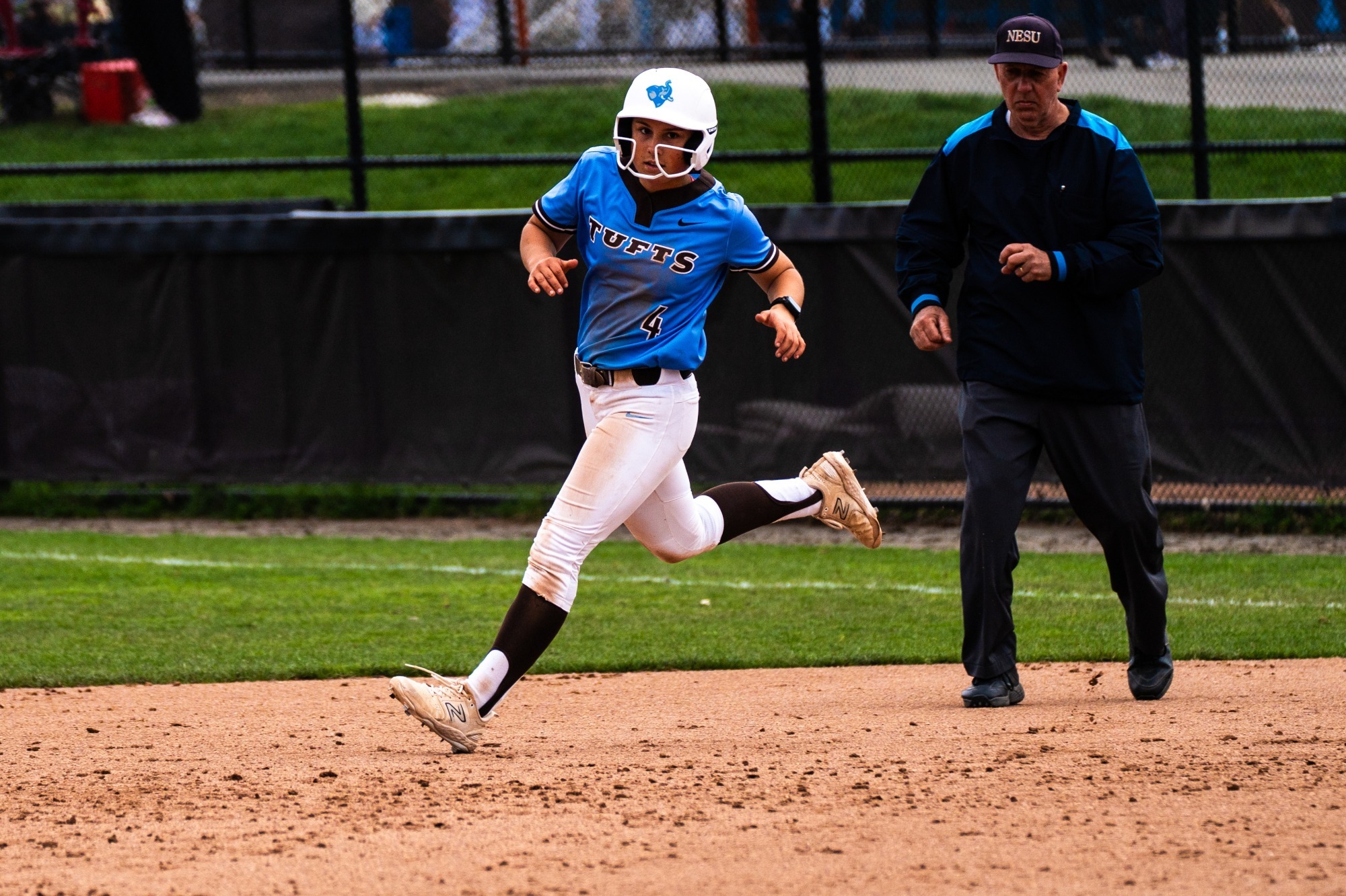 Paige Murphy runs the bases for the Jumbos at Spicer Field.
