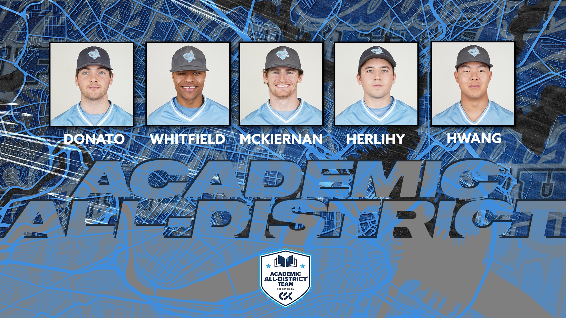This is the graphic for Tufts Baseball's Academic All-District nominees.