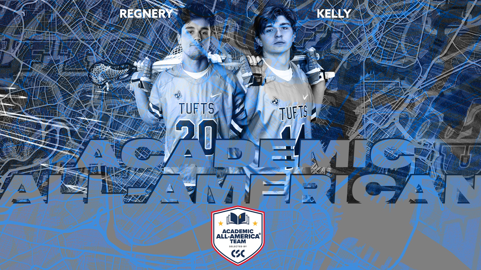 This is the graphic for the Tufts Academic All-American men's at large team honorees,