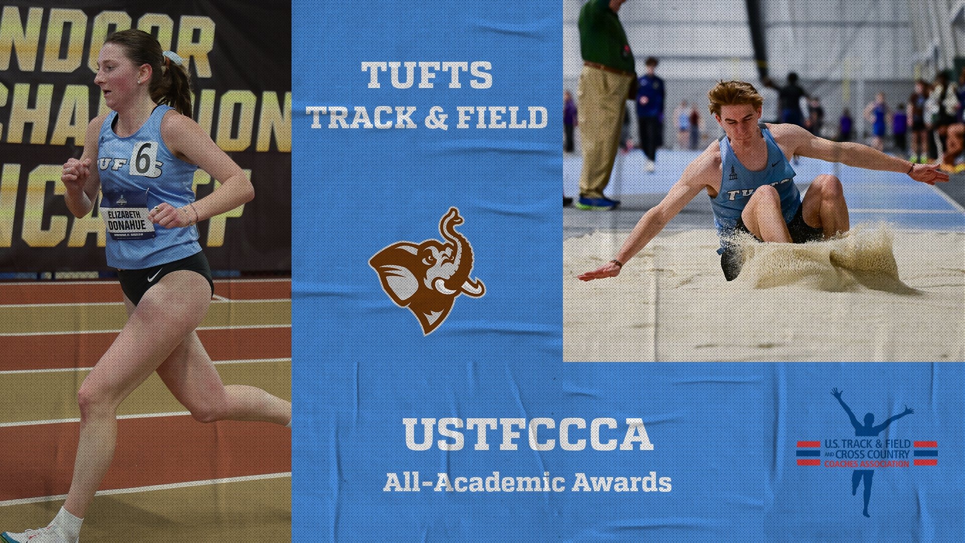 This is the graphic for Tufts Track & Field USTFCCCA Academic Awards.