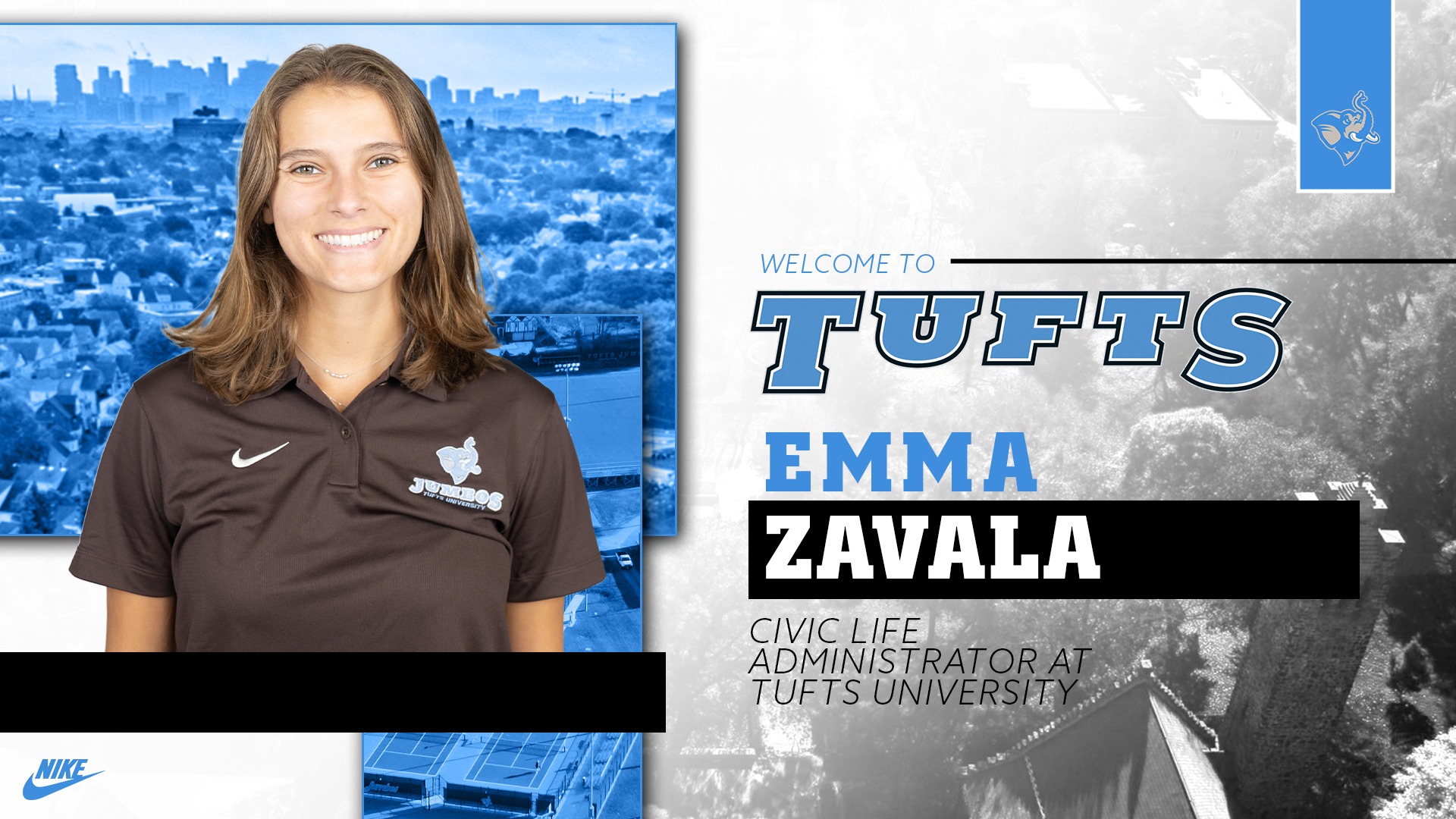 This is the graphic for Emma Zavala Civic Life Administrator for Athletics hired.