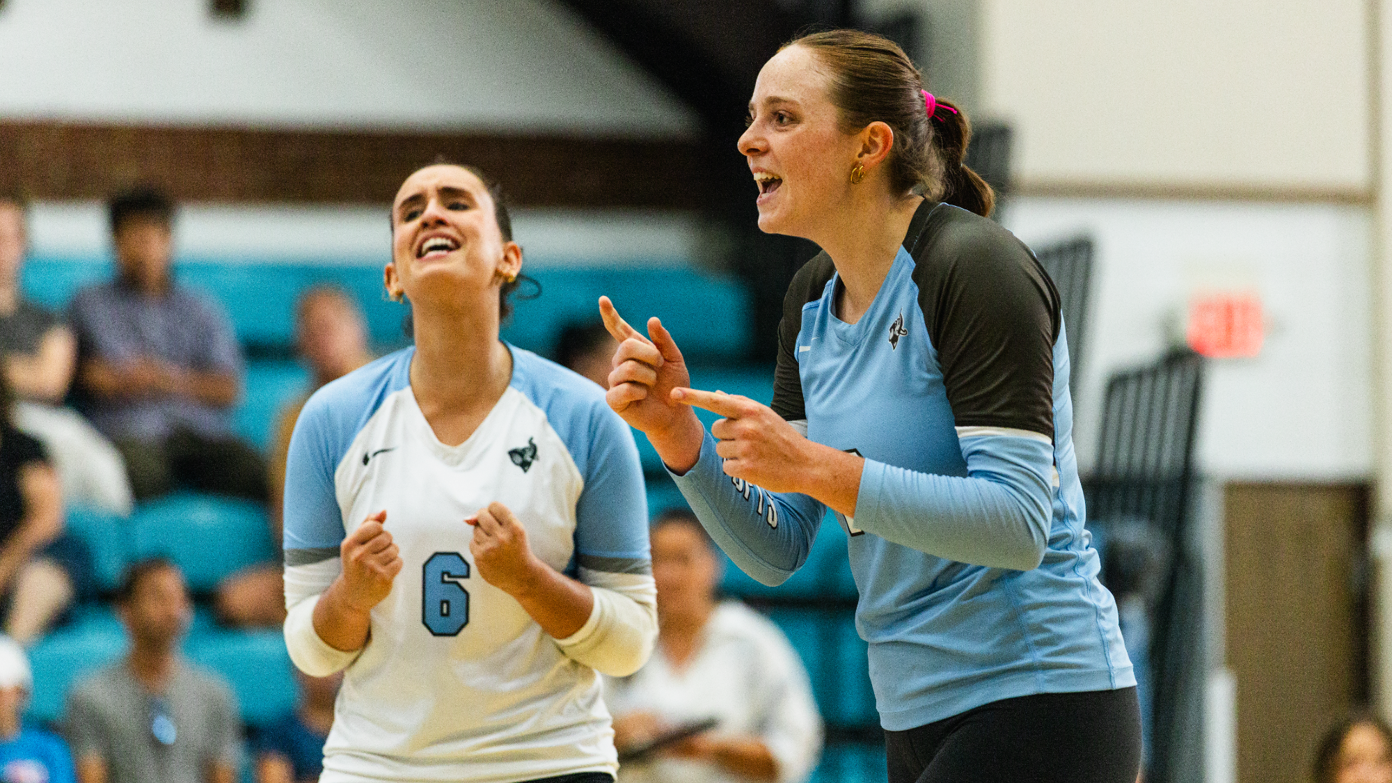 Emma Heckman Celebrates After Kill Against Salisbury.