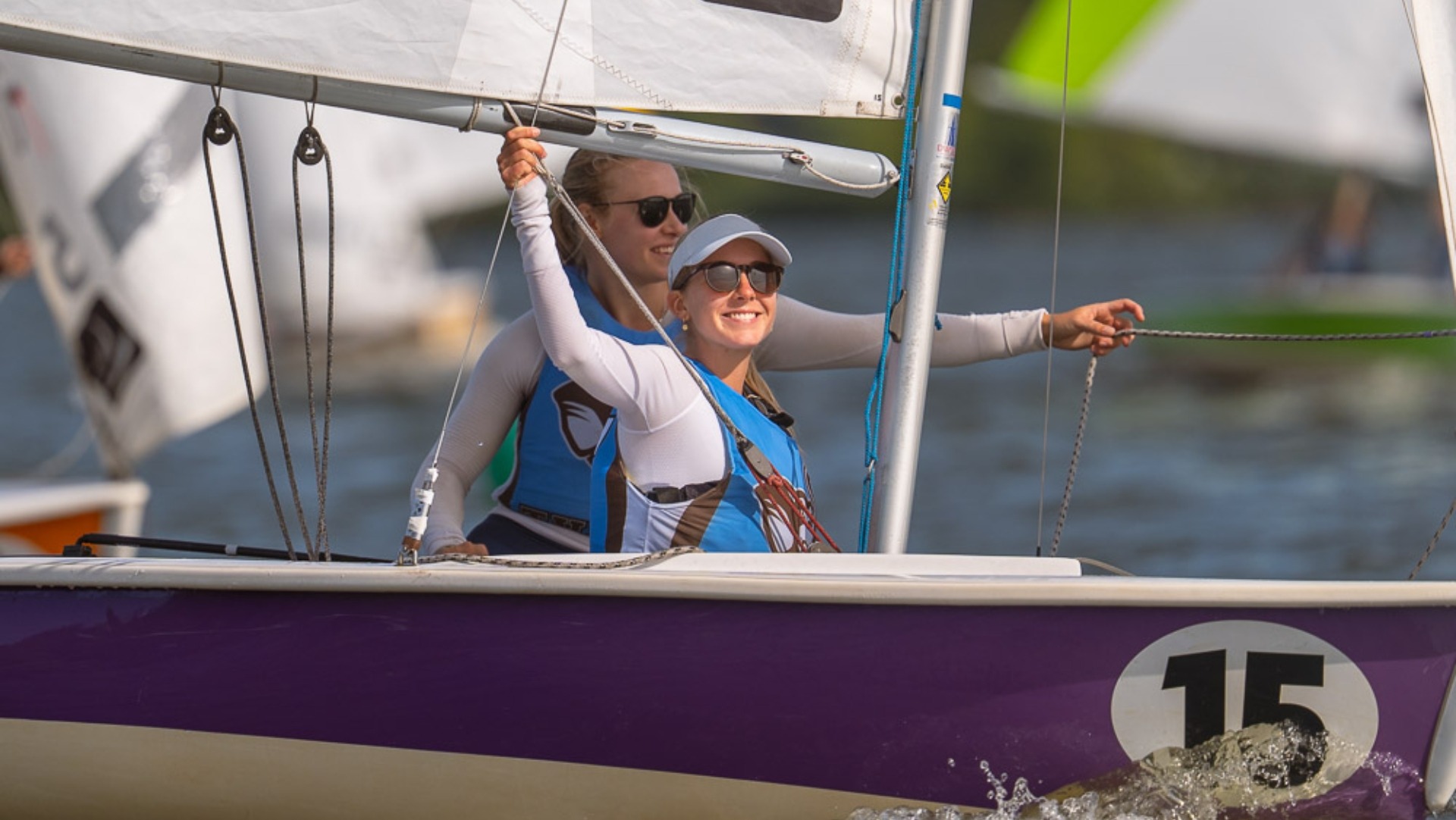 Sophia Hubbard and Fiona Barbeito compete for Tufts at MIT's Toni Deutsch Trophy.