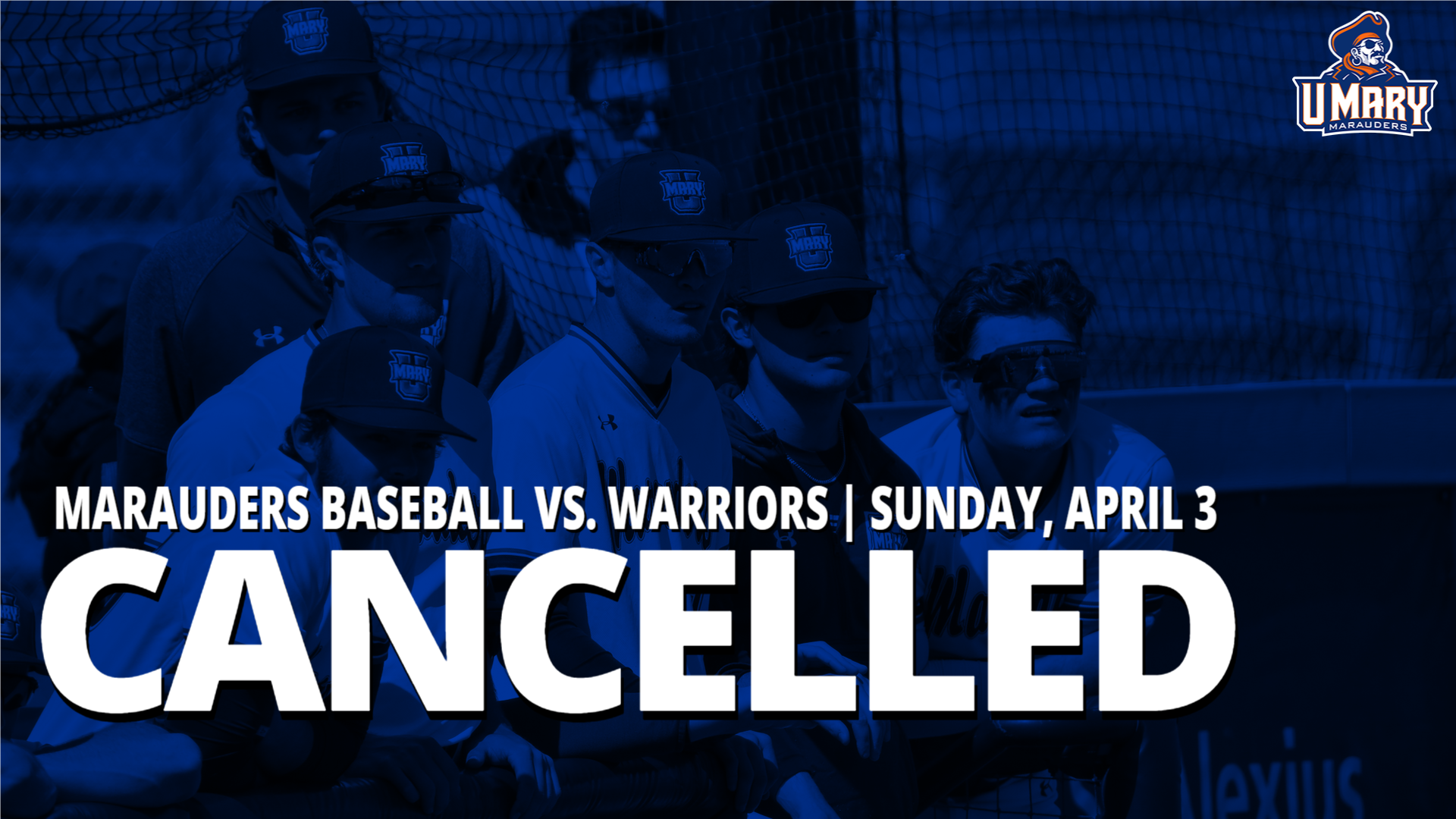 Sunday's MaraudersWarriors baseball game cancelled University of