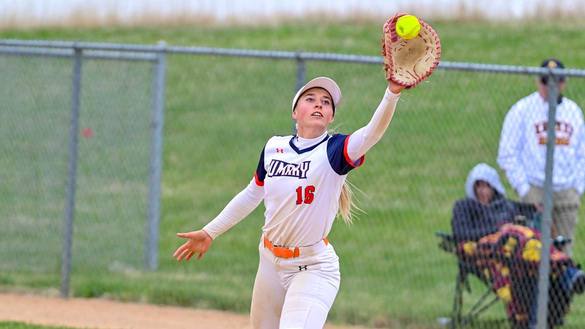 Madison catching the ball at first