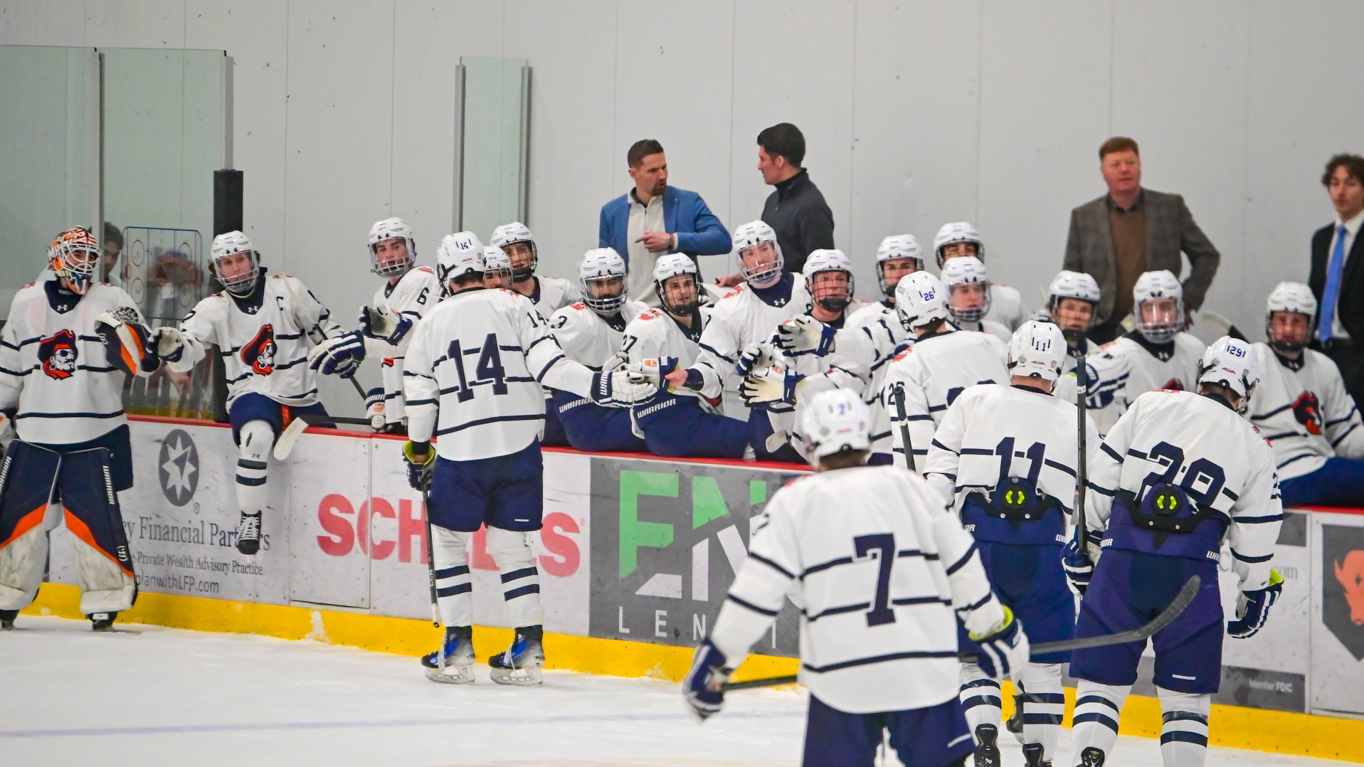 Marauders bench celebrates goal