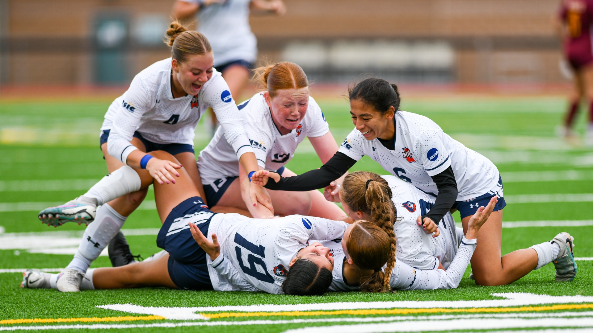 Marauders celebrate goal in closing seconds