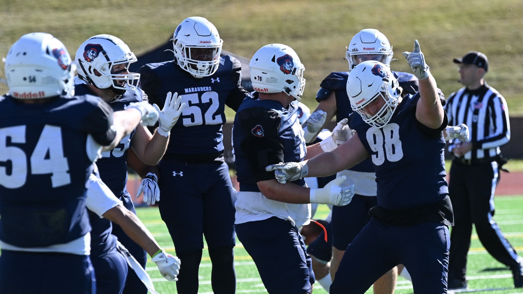 Defense celebrates a stop