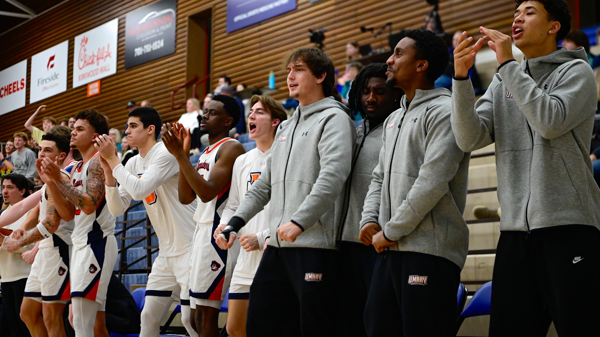 UMary bench cheers on team