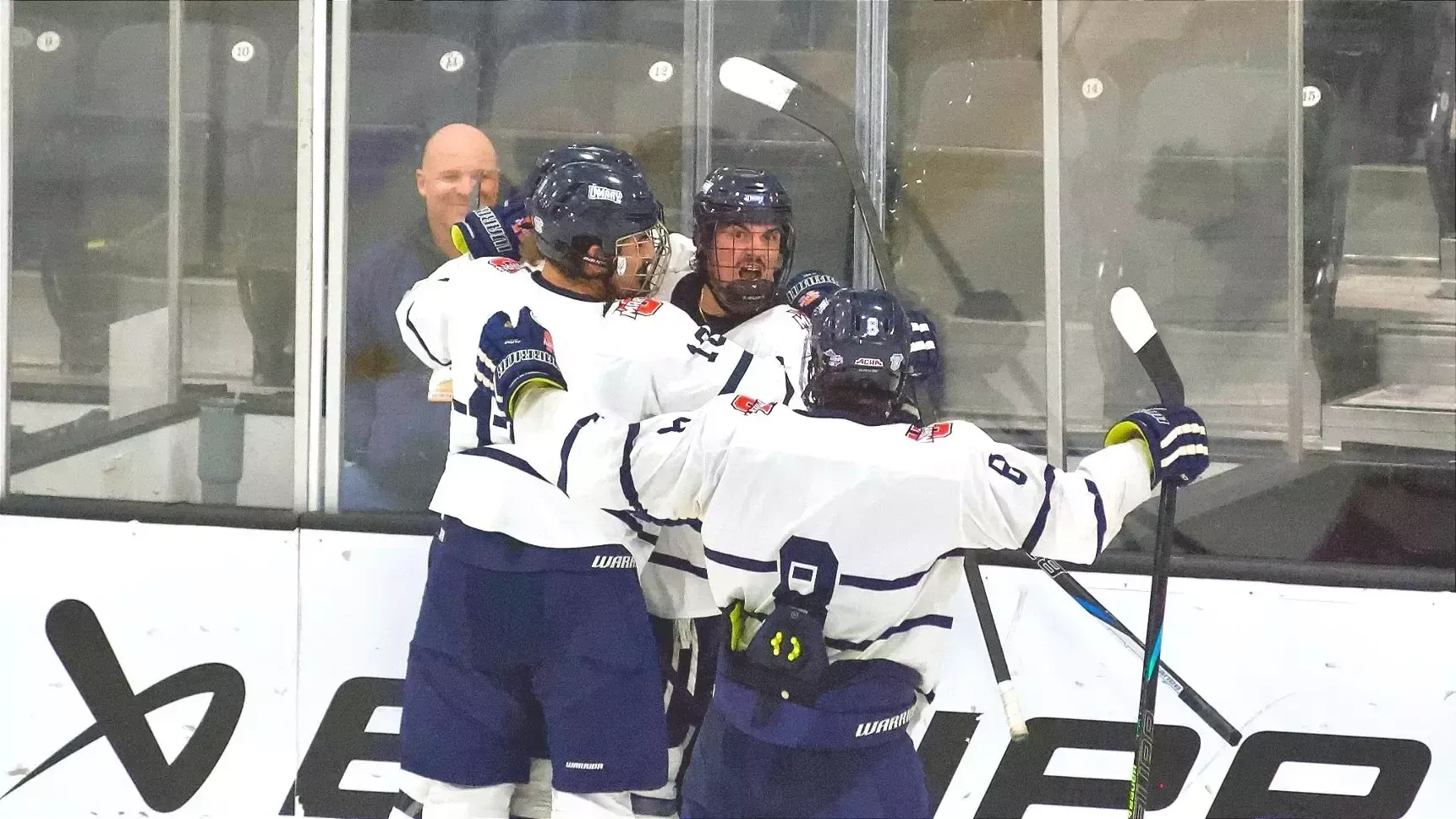 Marauders celebrate tying goal in 2026 ACHA opening game