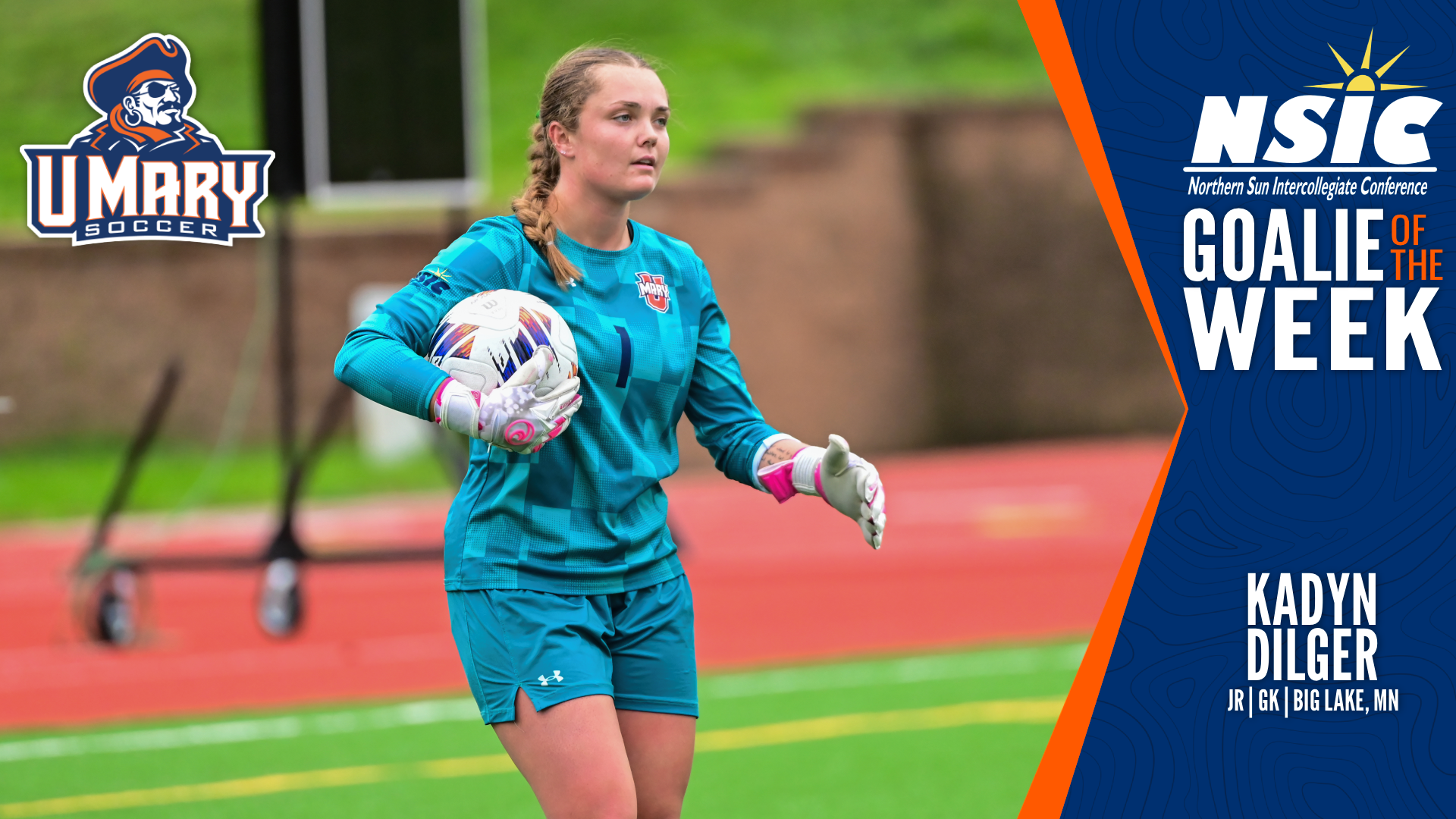 Kadyn Dilger NSIC Goalkeeper of the Week graphic