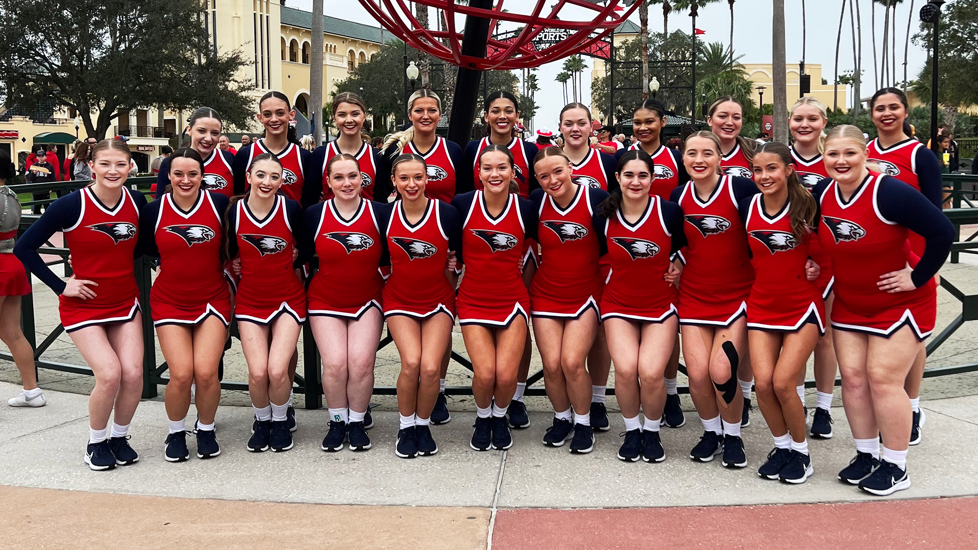 The 2023-24 USI Cheer Team at Disney's Wide World of Sports Complex in Orlando, Florida.