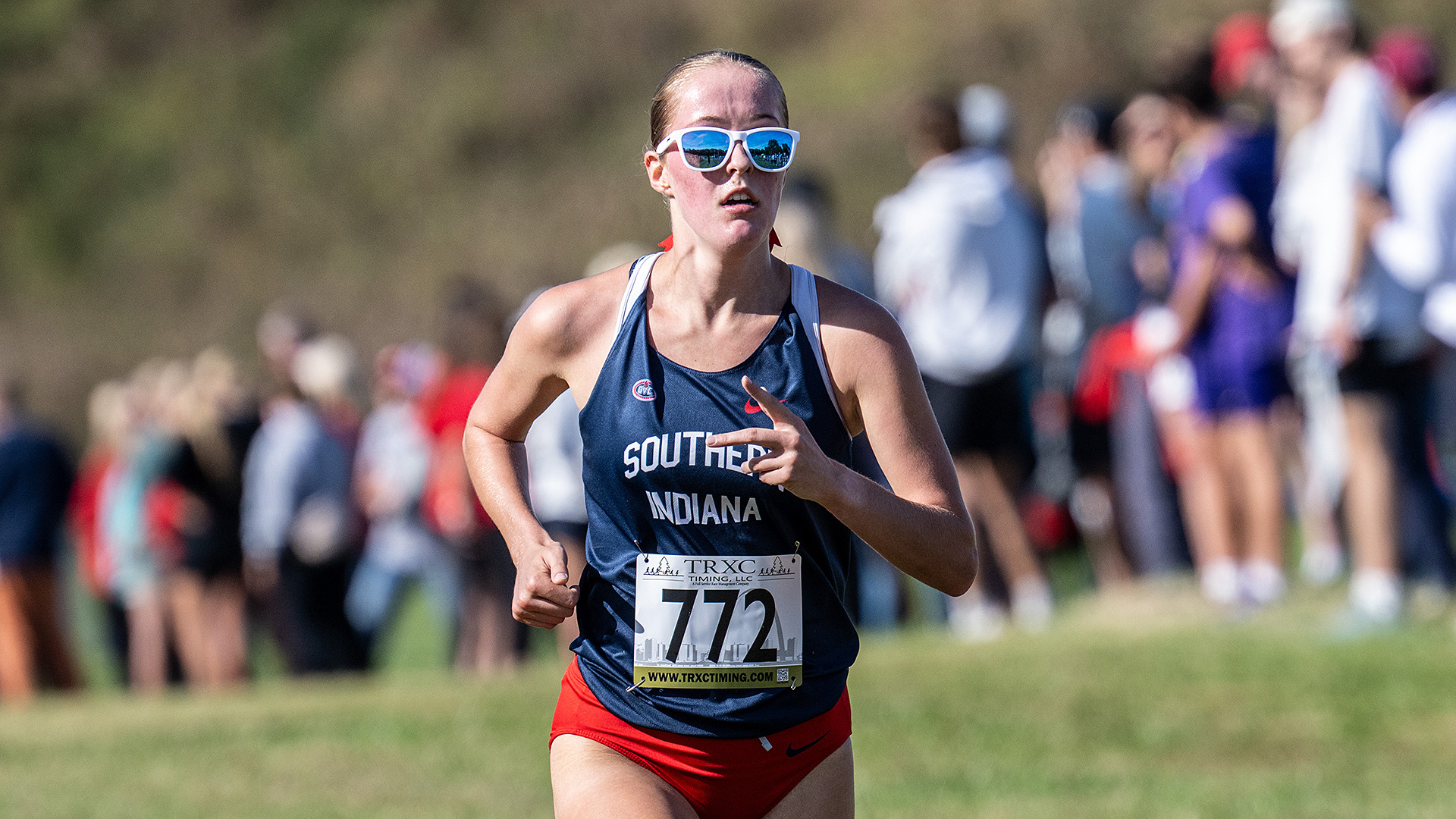 Ellie Hall races at the 2025 Angel Mounds Invitational October 17, 2025, at Angel Mounds in Evansville, Indiana.