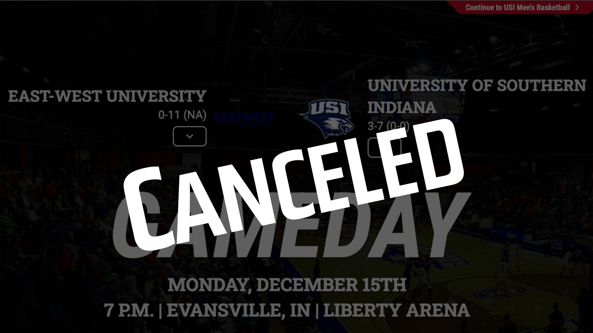 MBB vs. East West  Canceled Graphic