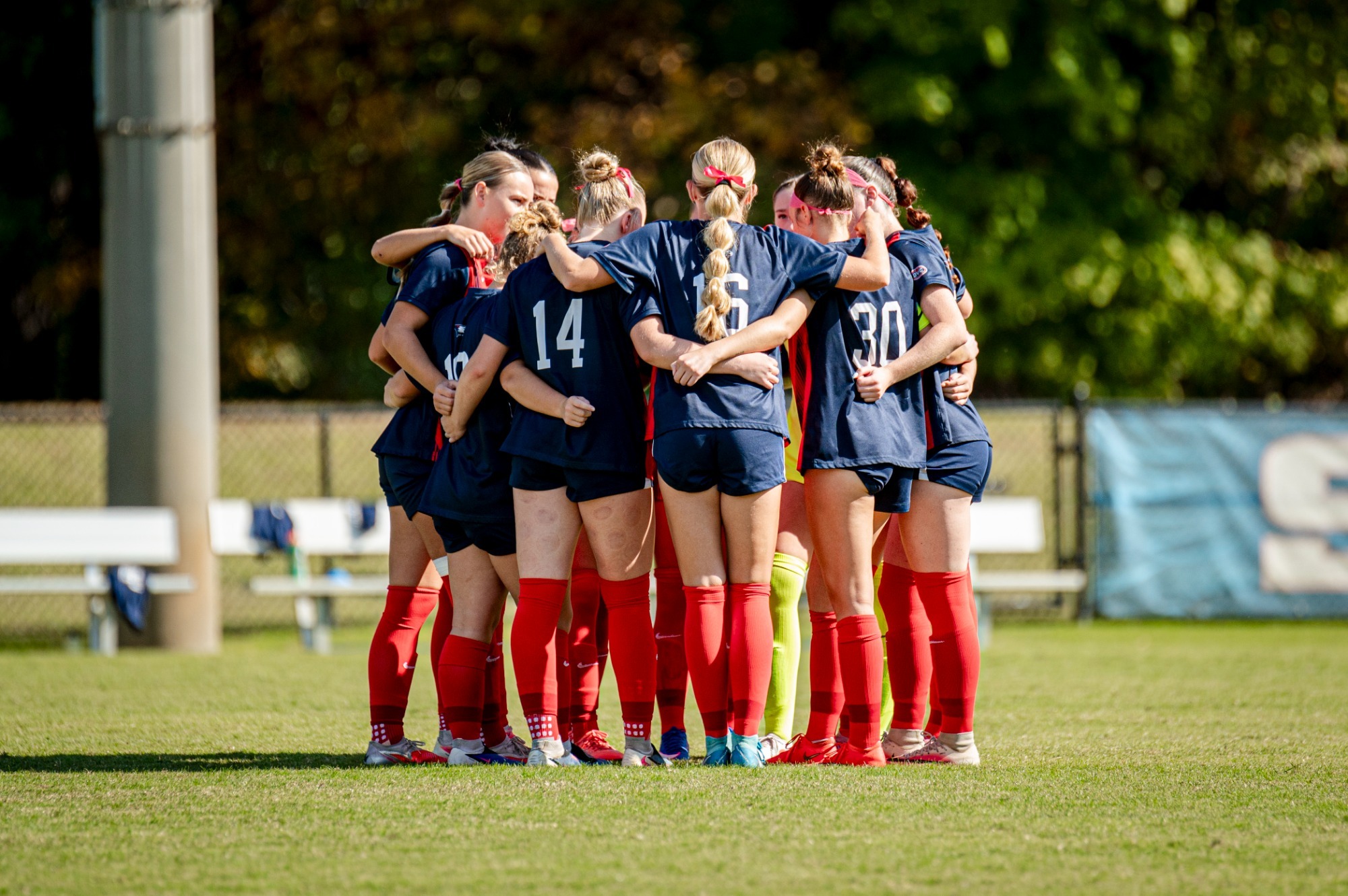 USI Women's Soccer group huddle against Eastern Illinois on October 25, 2026.