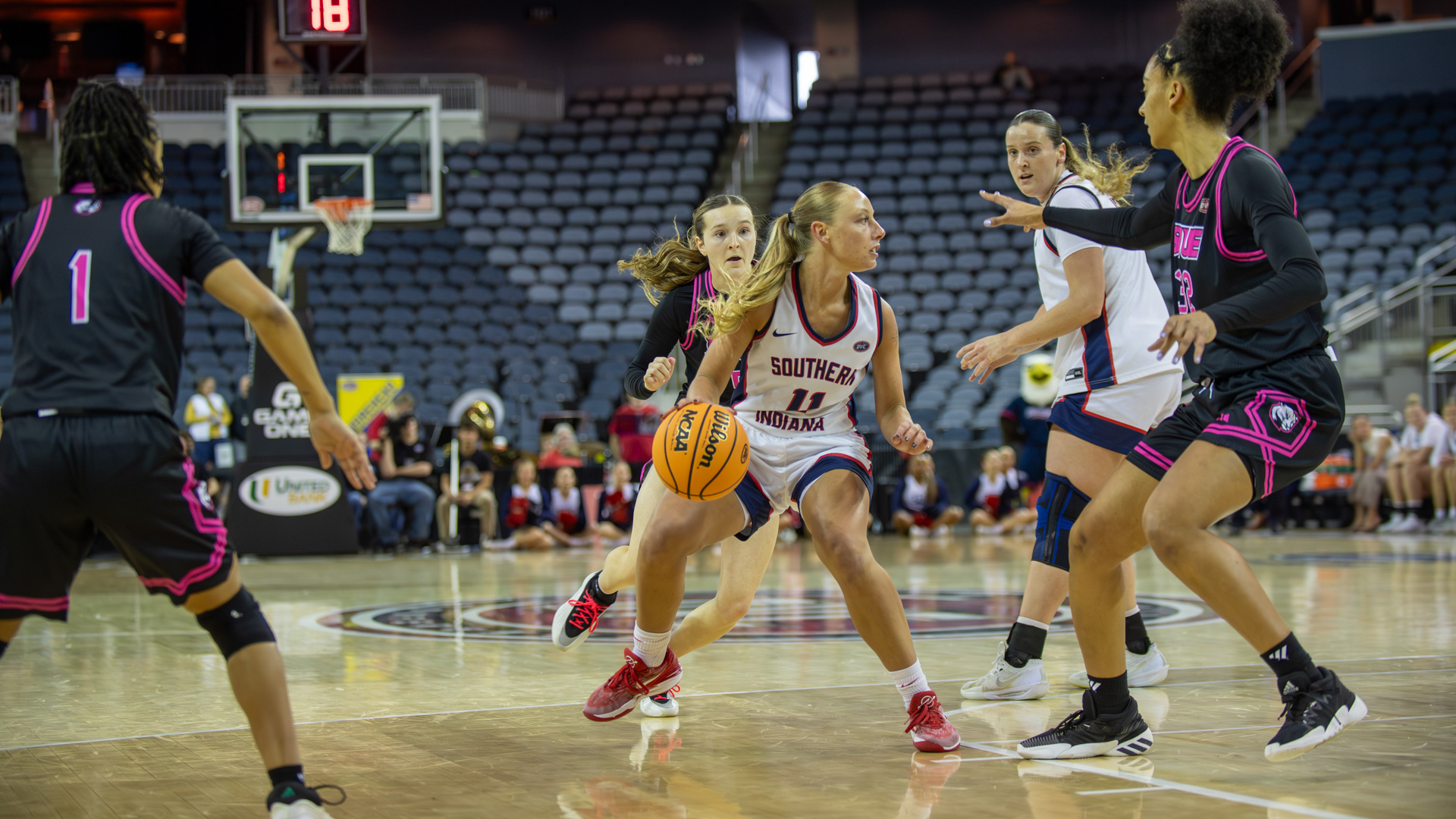  University of Southern Indiana Women's Basketball made its 2026 Ohio Valley Conference Championship Tournament debut in the quarterfinals on Thursday afternoon and put the clamps down on Southern Illinois University Edwardsville, capturing a 72-44 victory to advance to Friday's semifinal round.