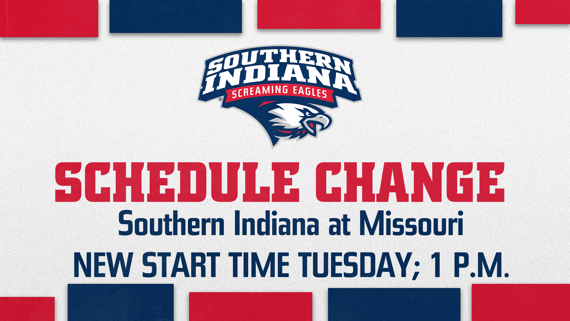 Baseball Schedule Change Graphic for USI at Missouri 