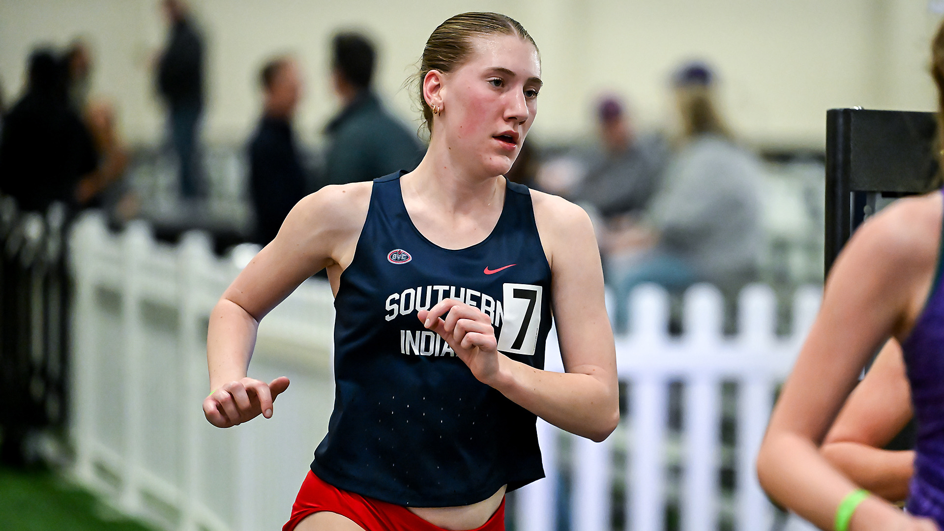 Cordelia Hoover races in the 5,000 meters at the Music City Challenge February 14, 2026, in Nashville, Tennessee.