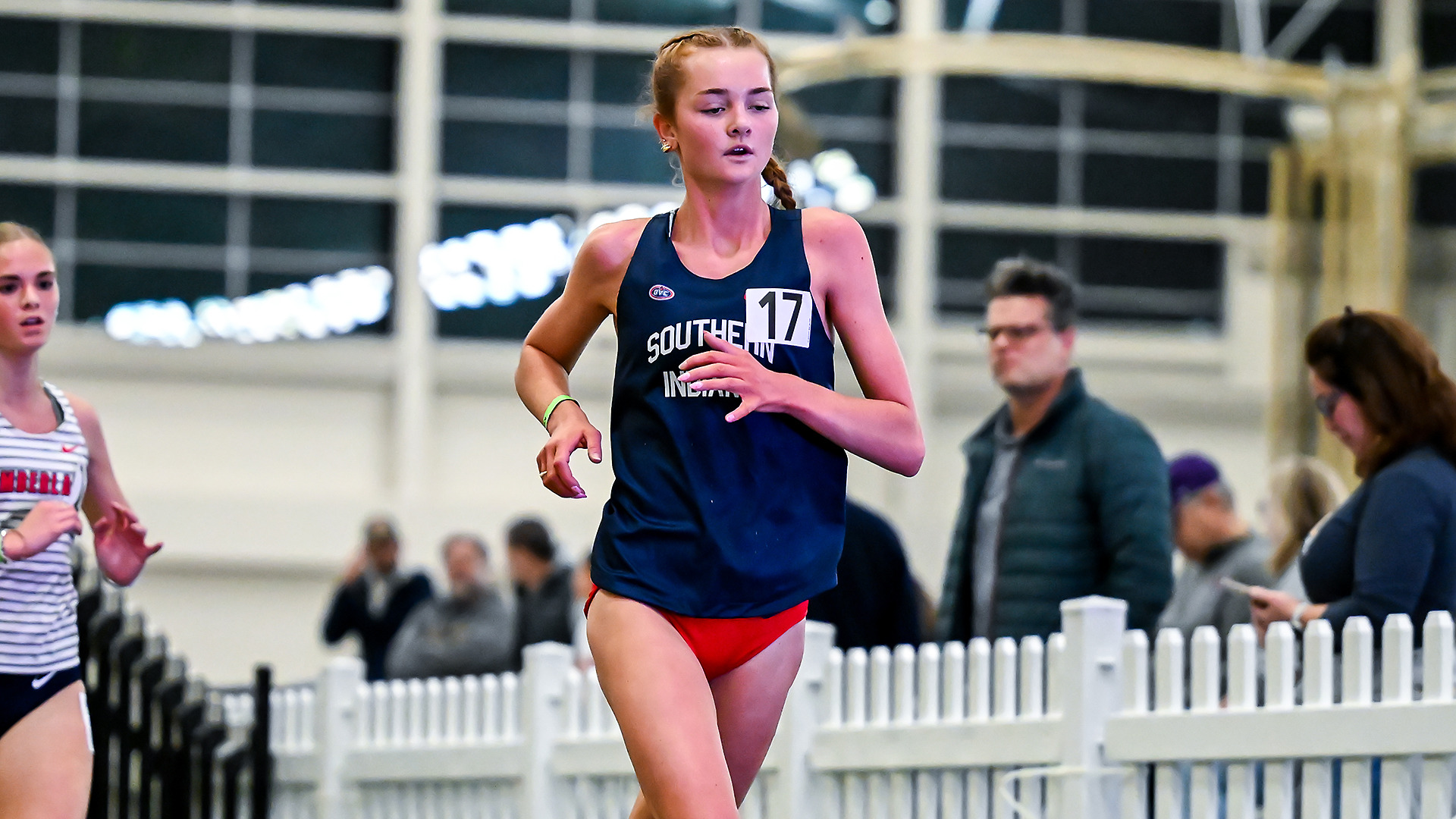 Amber Fusner runs the 5,000 meters at the Music City Challenge February 13, 2026, in Nashville, Tennessee.