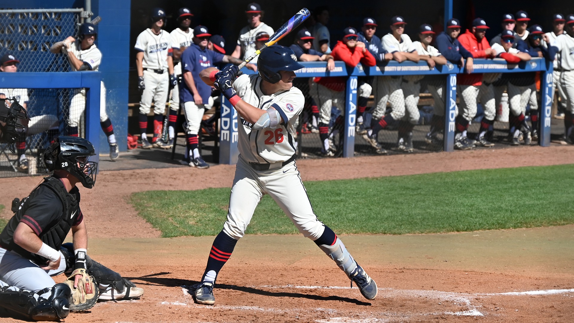 BB-Collin Senior at the plate versus Bellarmine at the USI Baseball Field. 