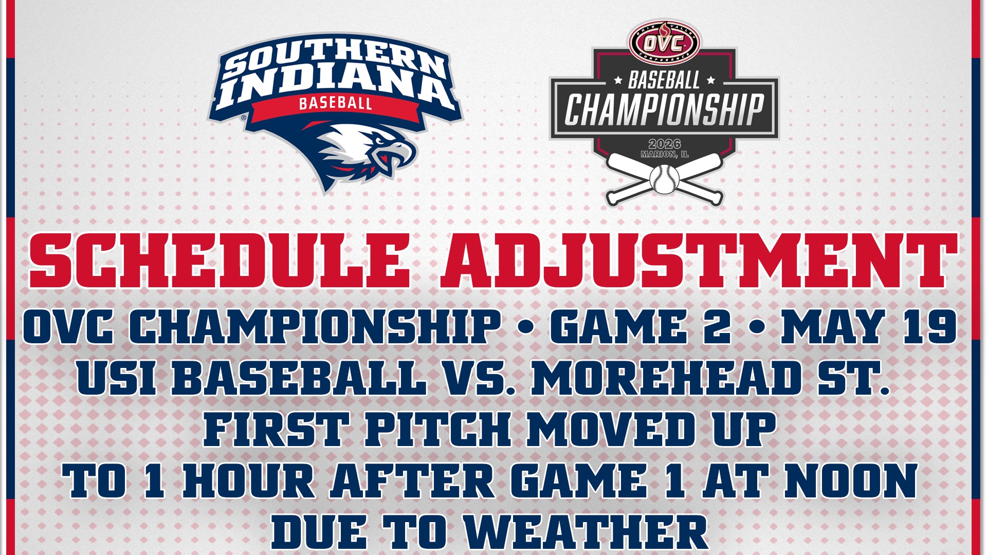 BB-Schedule Adjustment Graphic for start of OVC Championship 