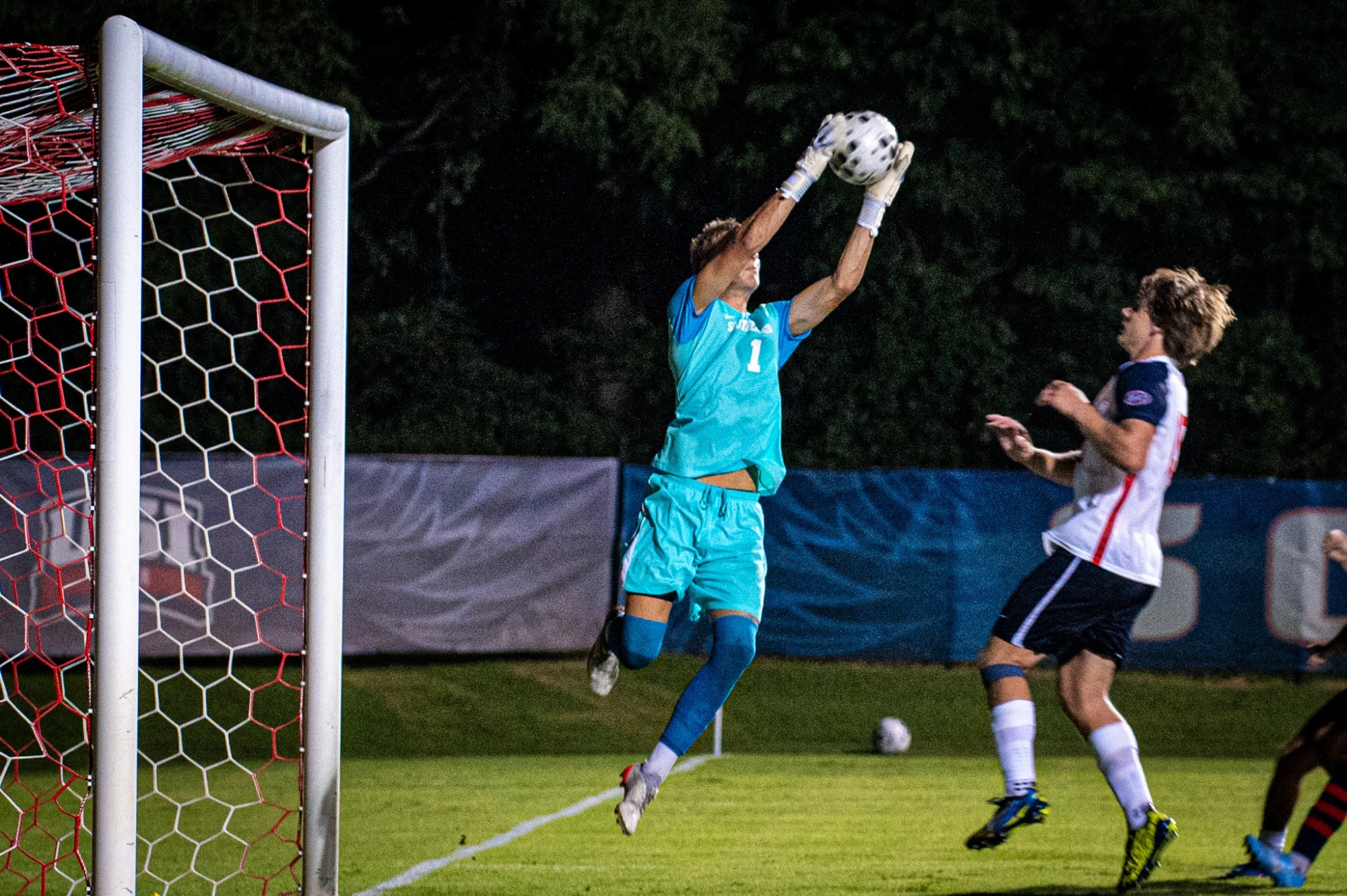 Jacob English makes a save