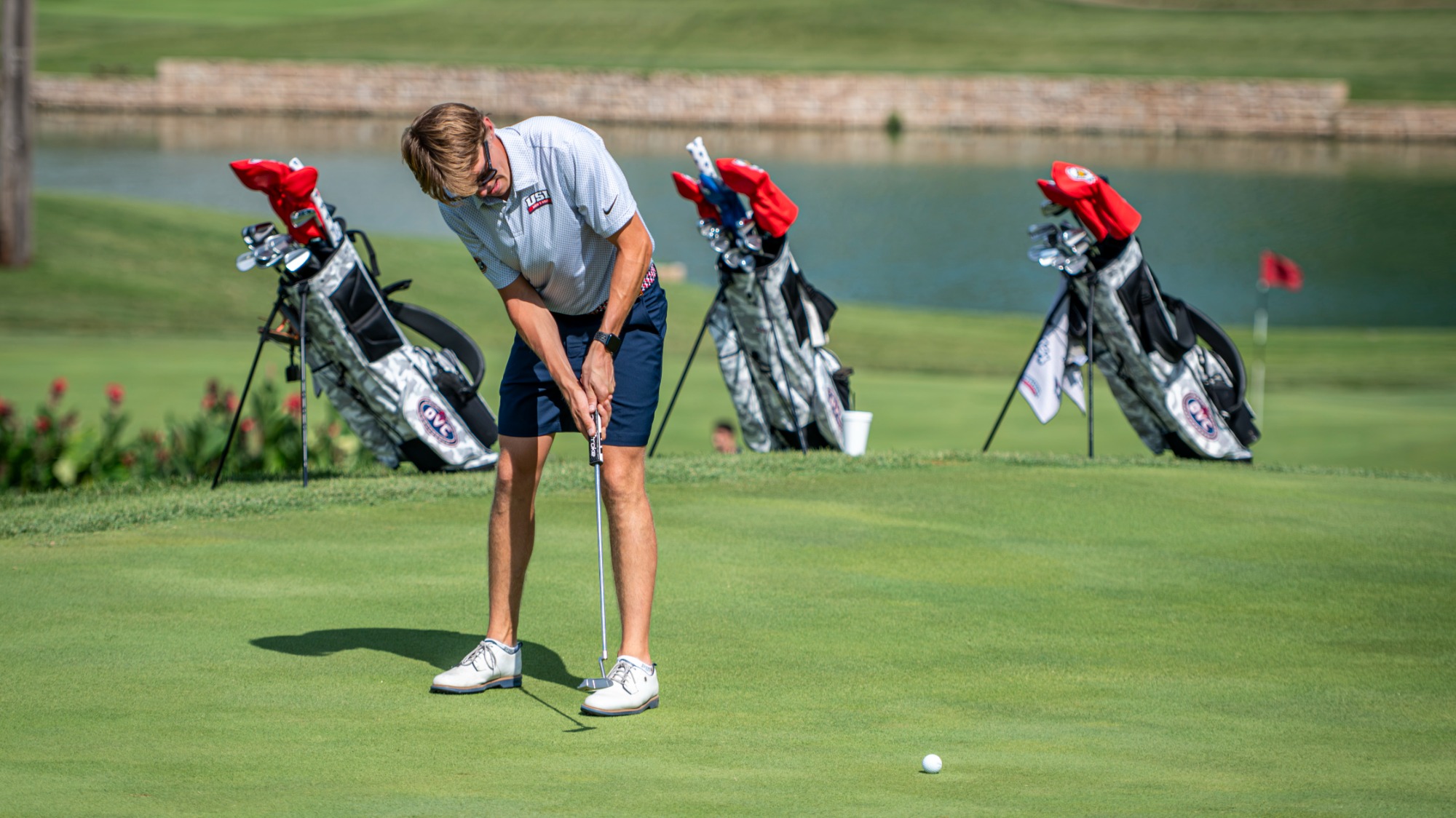 USI Men's Golf Jonas Arnstrom-Bakker putting during practice round on August 27, 2026.
