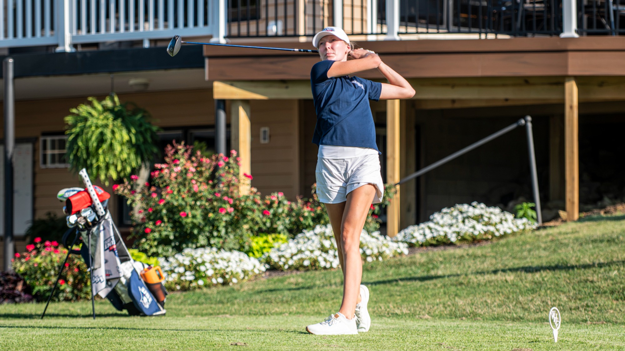 USI Women's Golf Brianna Kirsch swinging during a practice round on August 27, 2026.