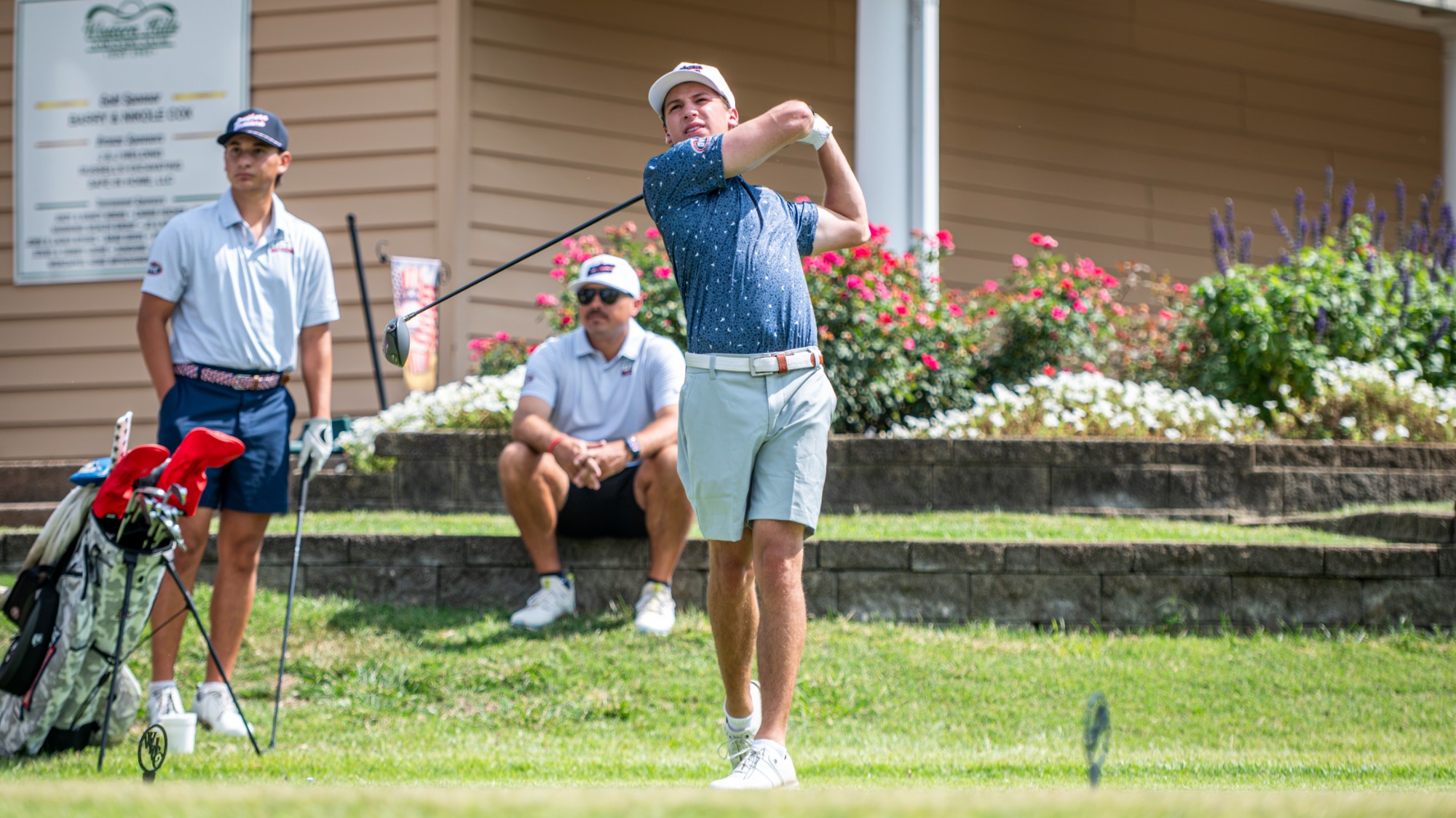 USI Men's Golf Loic Simard swinging during practice round on August 27, 2026.
