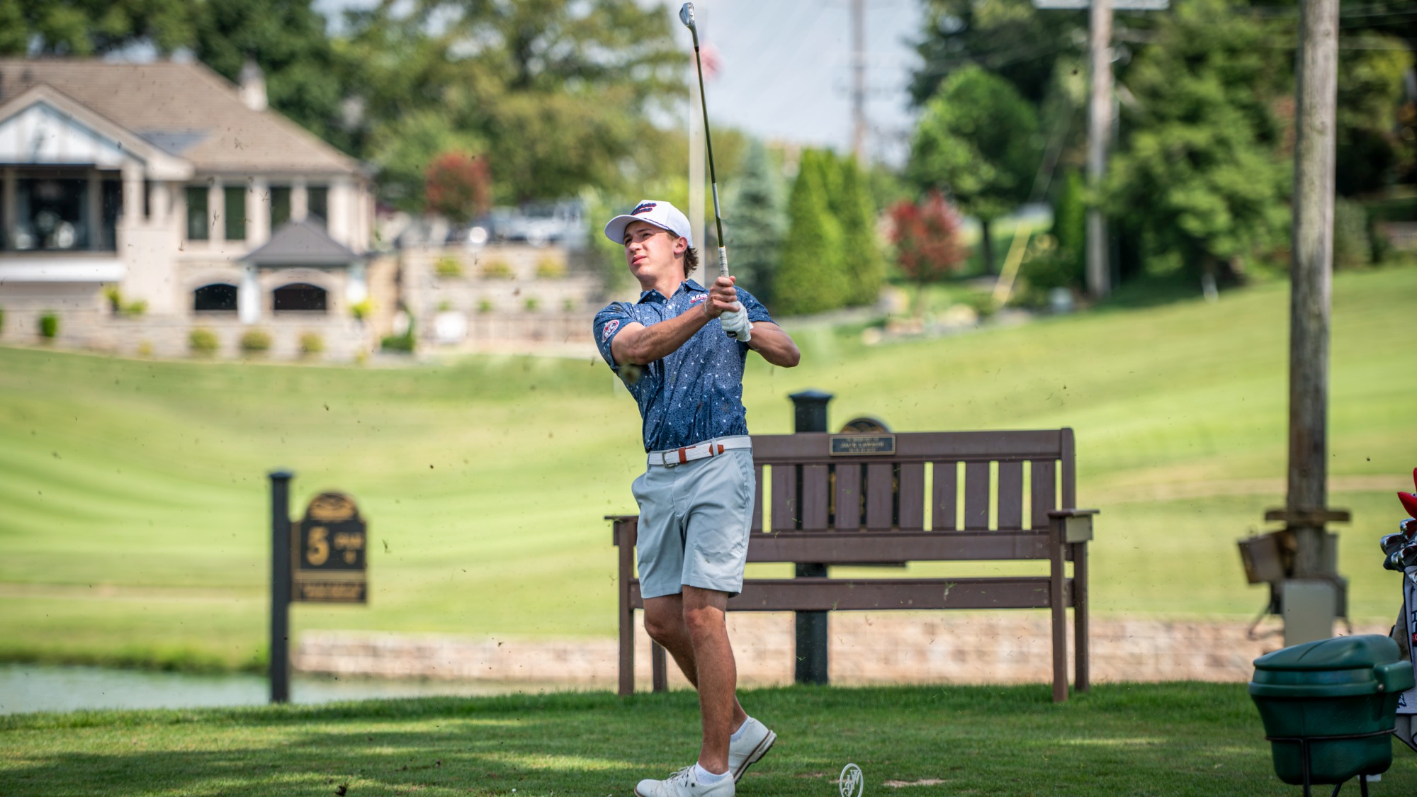 USI Men's Golf Loic Simard swinging during practice round on August 27, 2026.
