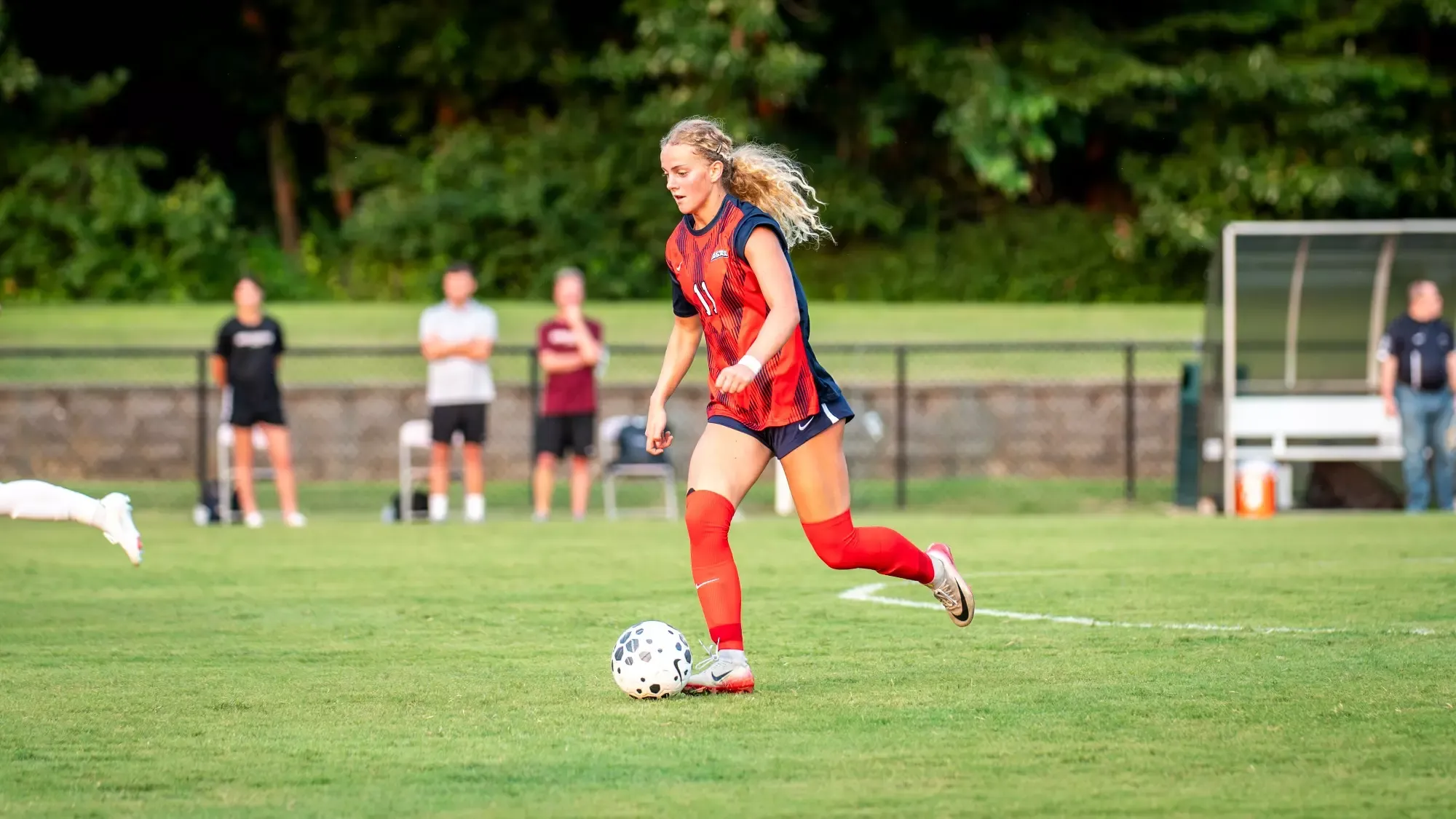 USI Women's Soccer exhibition vs. Bellarmine Liza Anderson dribbling the ball