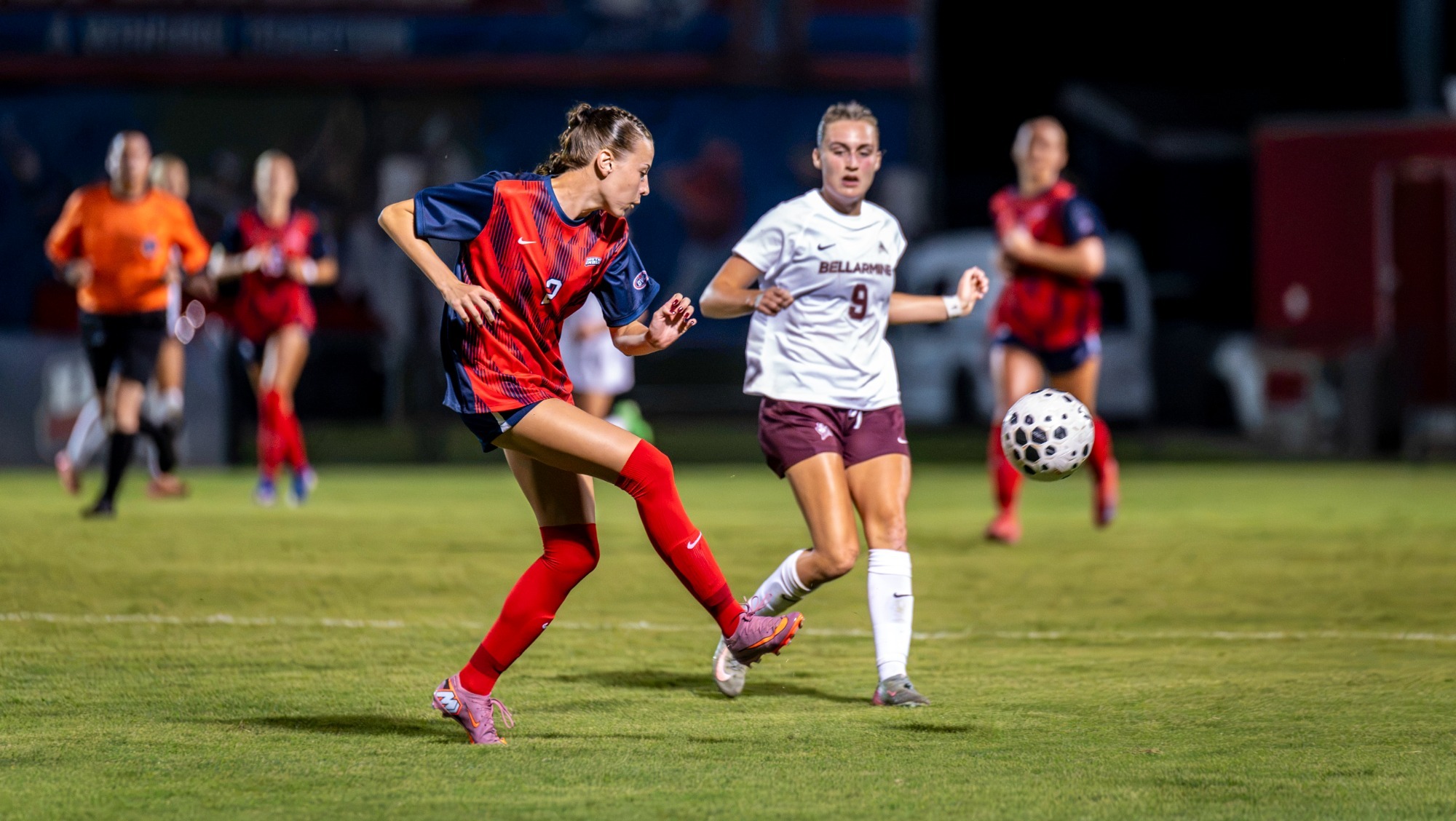 USI Women's Soccer exhibition vs. Bellarmine Lilah Katz kicking the ball