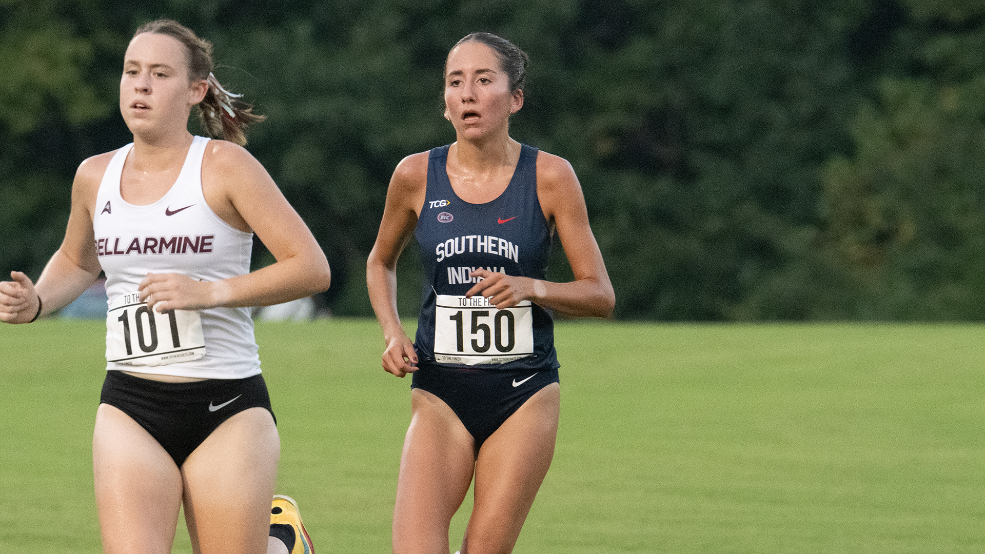 Isabella Fuentes runs at the 2026 Stegemoller Screagle Twilight at the USI Cross Country Course September 4 in Evansville, Indiana.