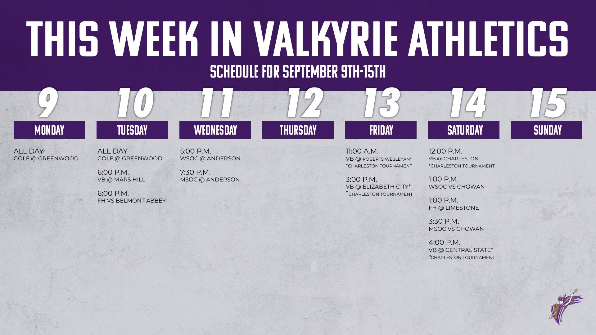 This Week in Valkyrie Athletics Converse University
