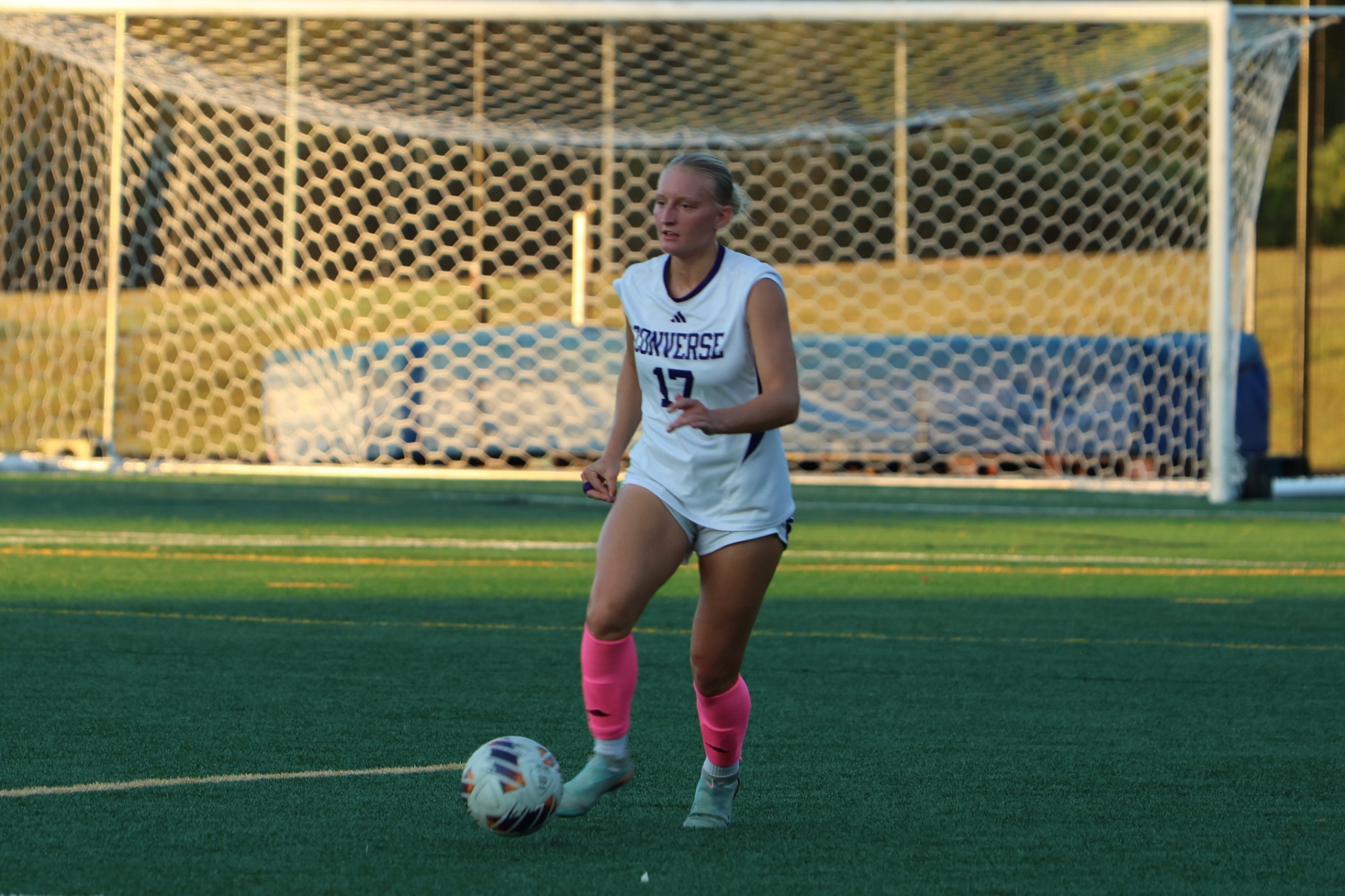 Kathryn Hoffman dribbles the ball against Carson-Newman